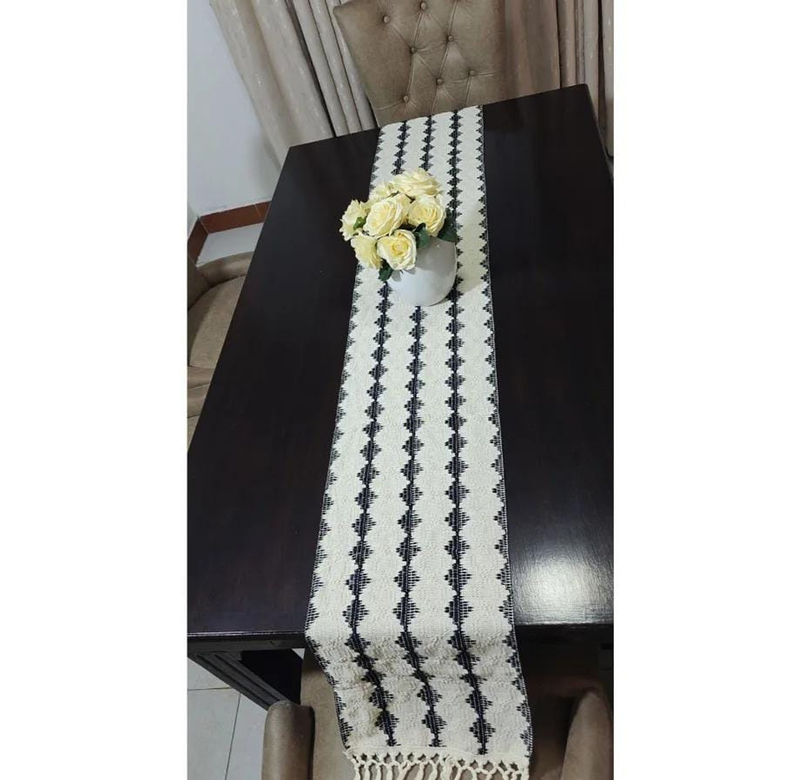 Boho Woven Table Runner with Tassels (35×240 cm) image