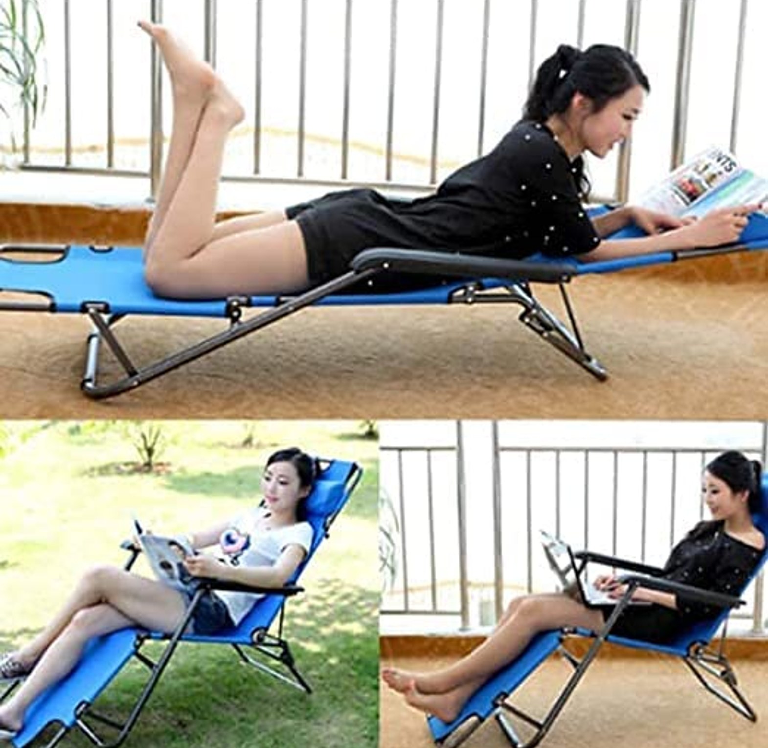 Folding Camping Reclining Chairs,Portable Zero Gravity Chair, Outdoor Lounge Chairs, Patio Outdoor Pool Beach Lawn Recliner image