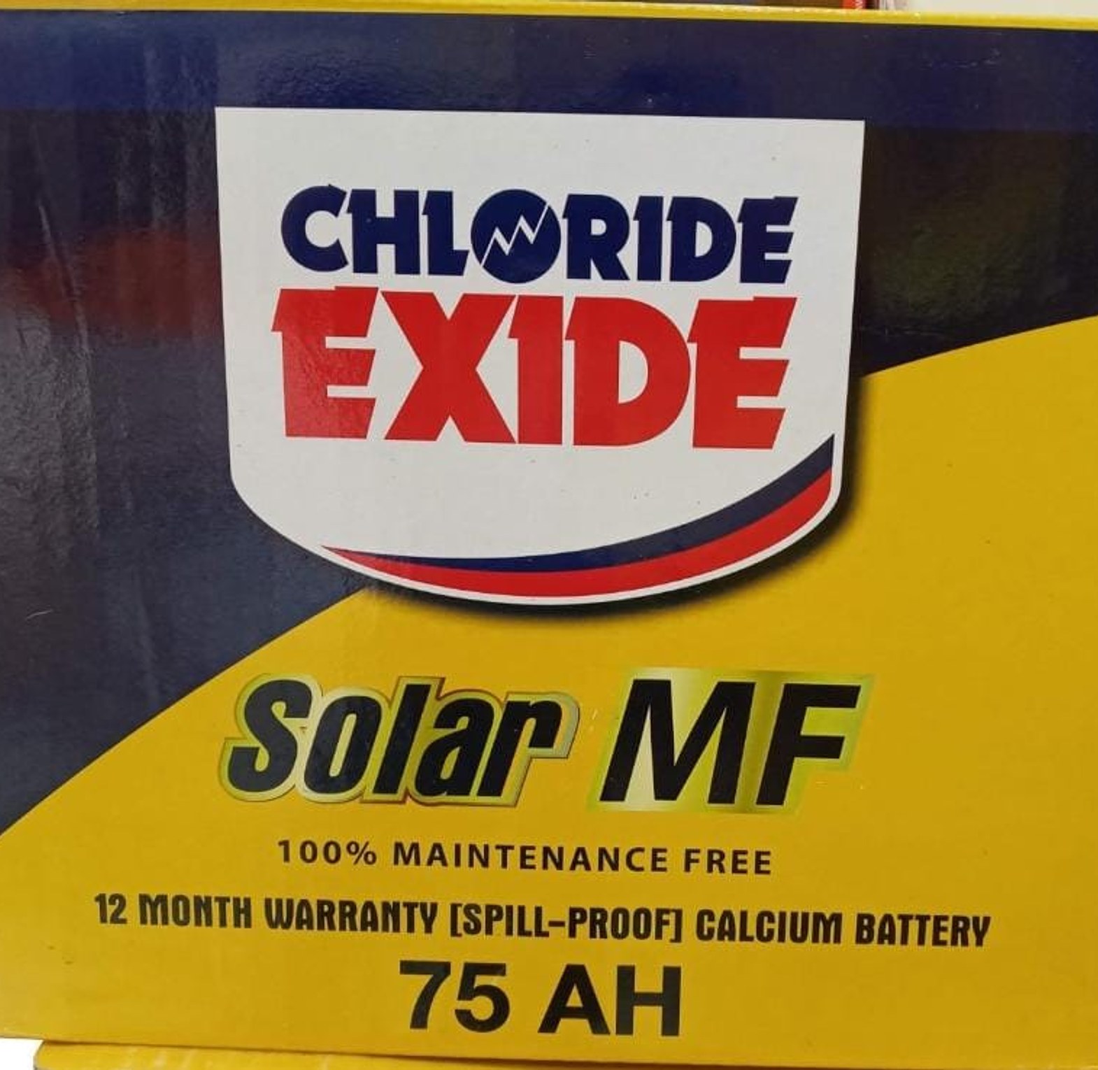 Chloride Exide Solar MF 75 AH Battery. image