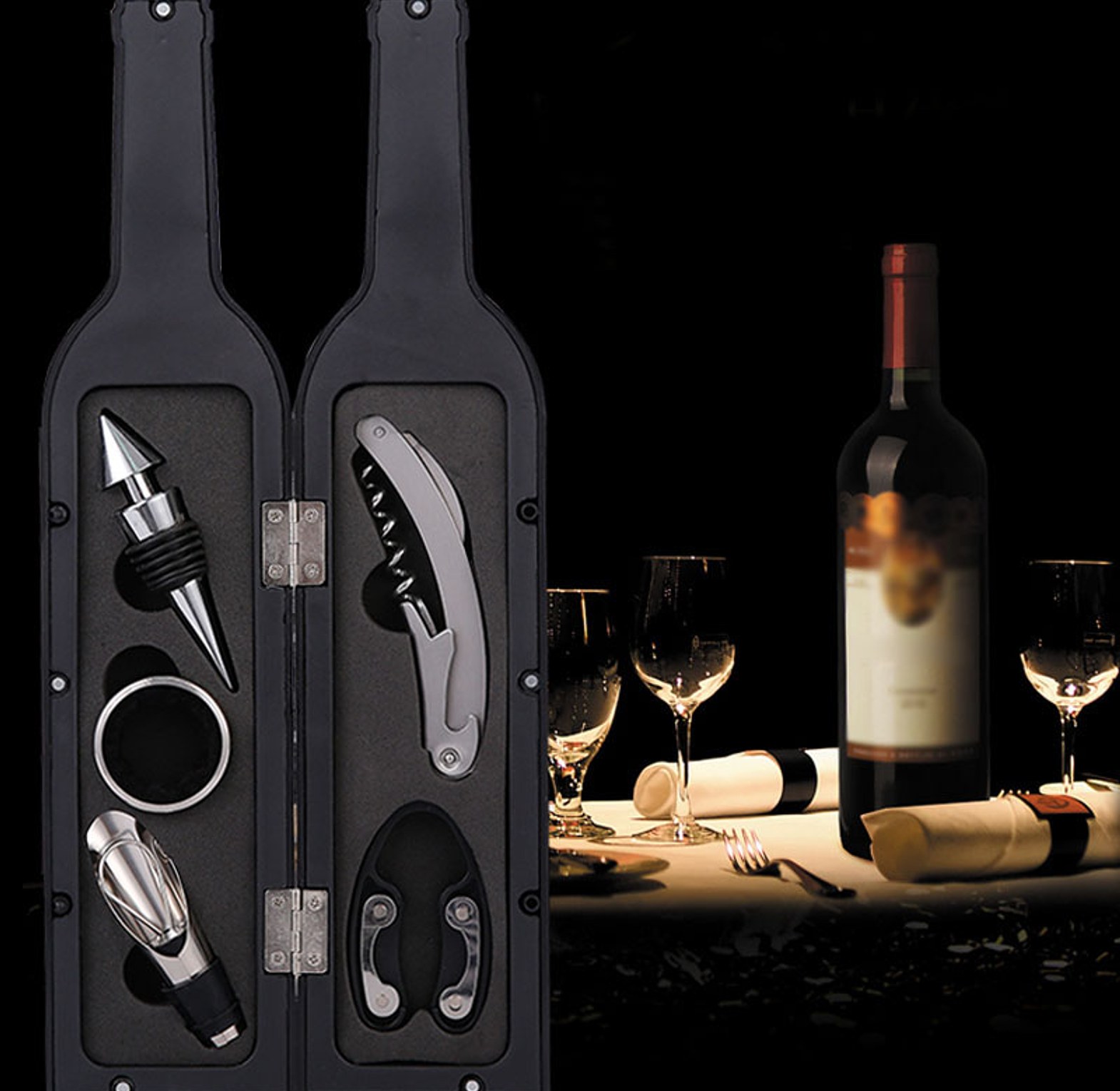 Wine Bottle-Shaped Opener Accessory Set (6-in-1) image