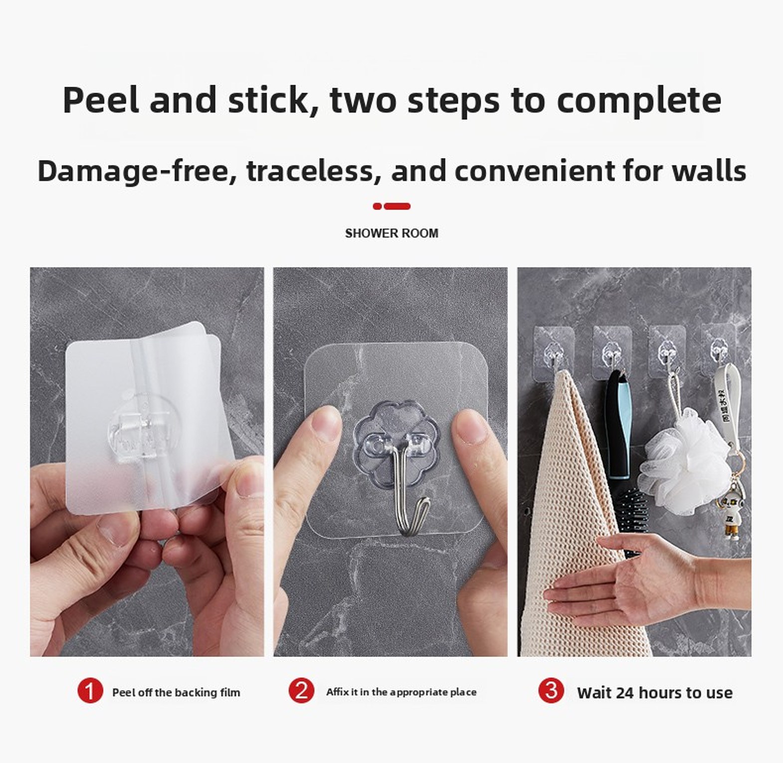 10 Piece Multipurpose Hooks, Wall Mounted Adhesive Hooks image