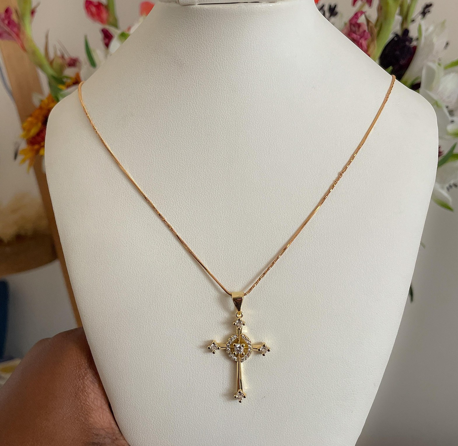 Golden Central Star Cross Necklace image