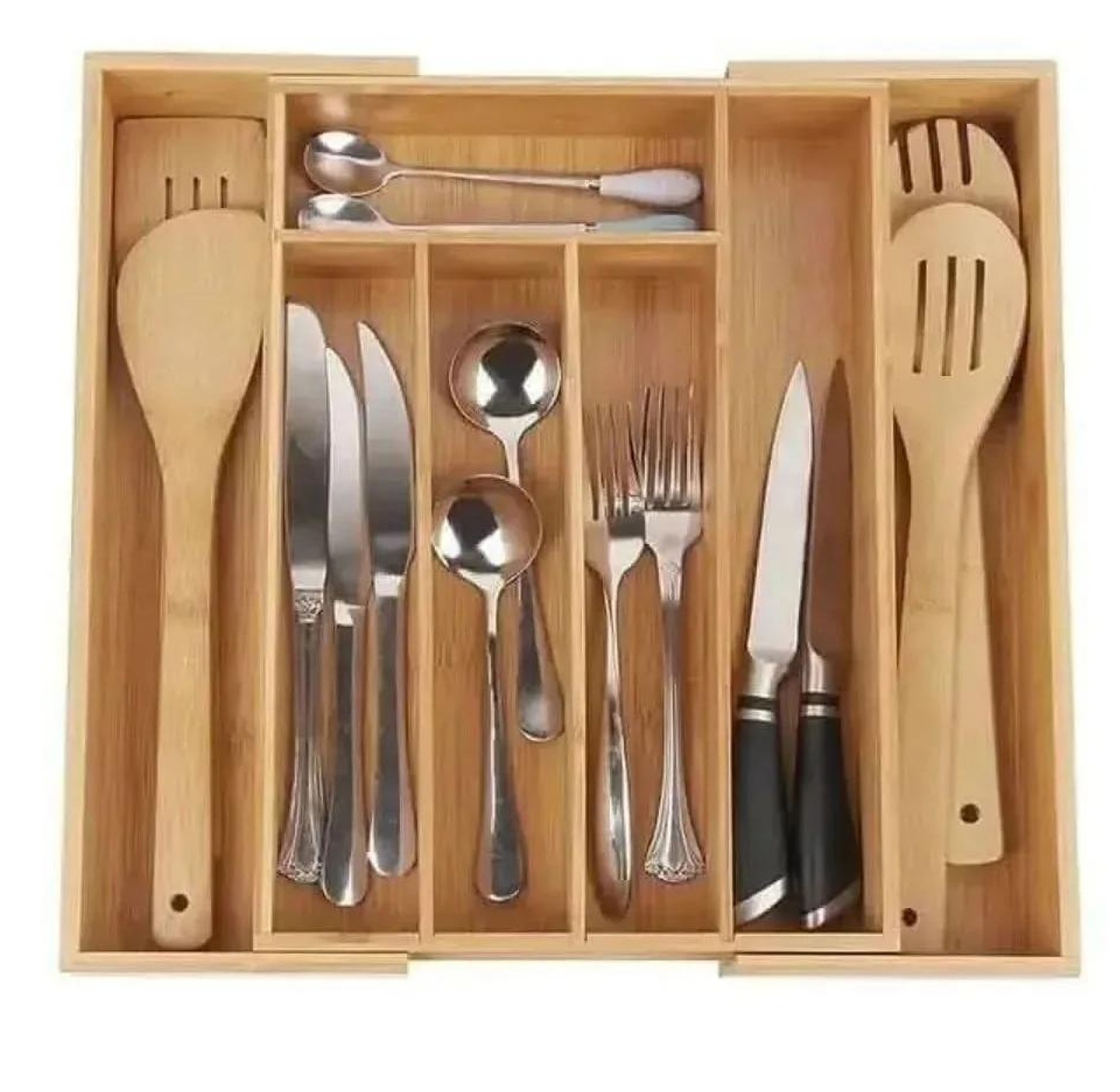 Multifunctional bamboo drawer organizer image