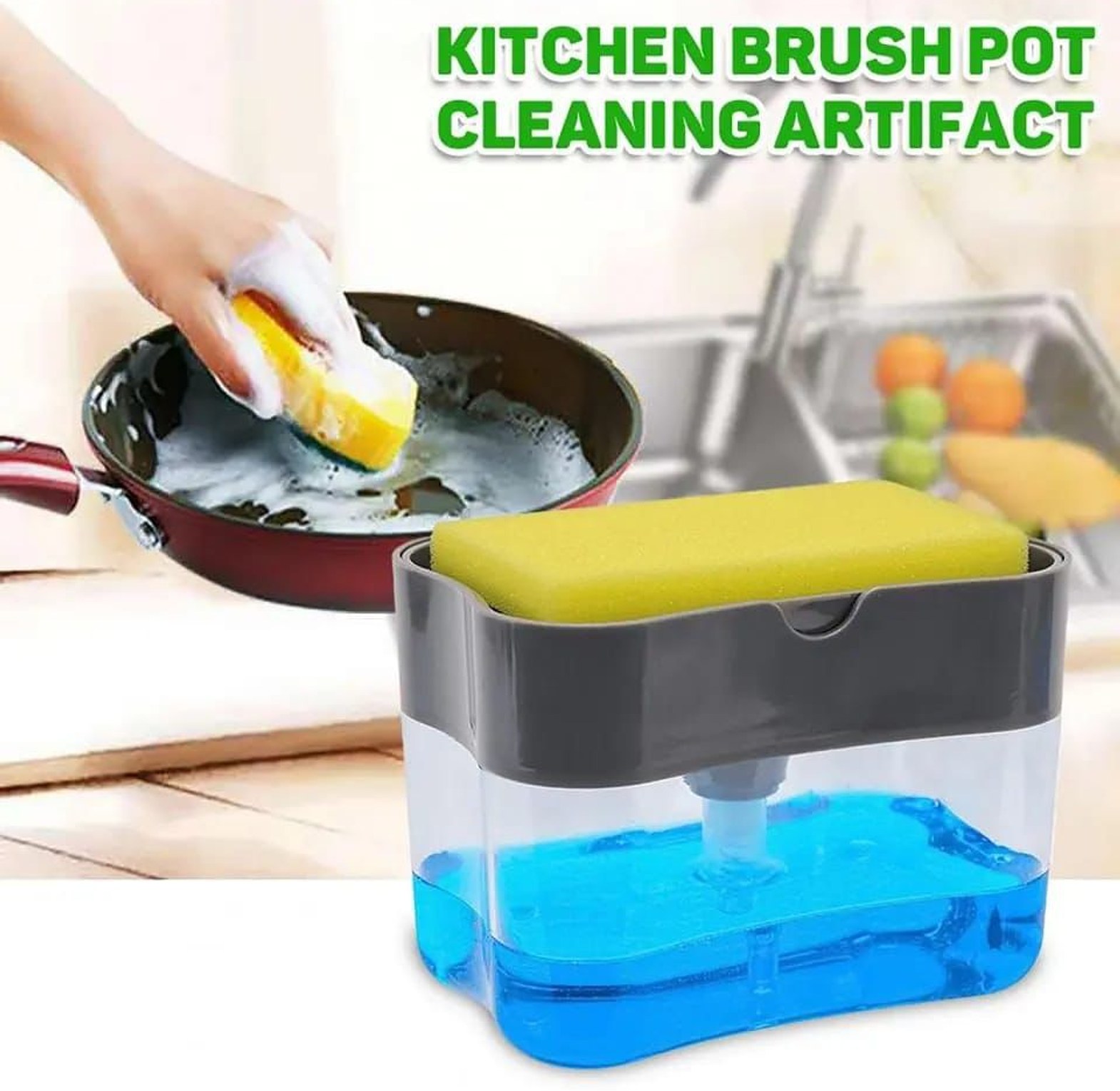 2-in-1 Soap Pump & Dispenser with Built-in Sponge Holder image