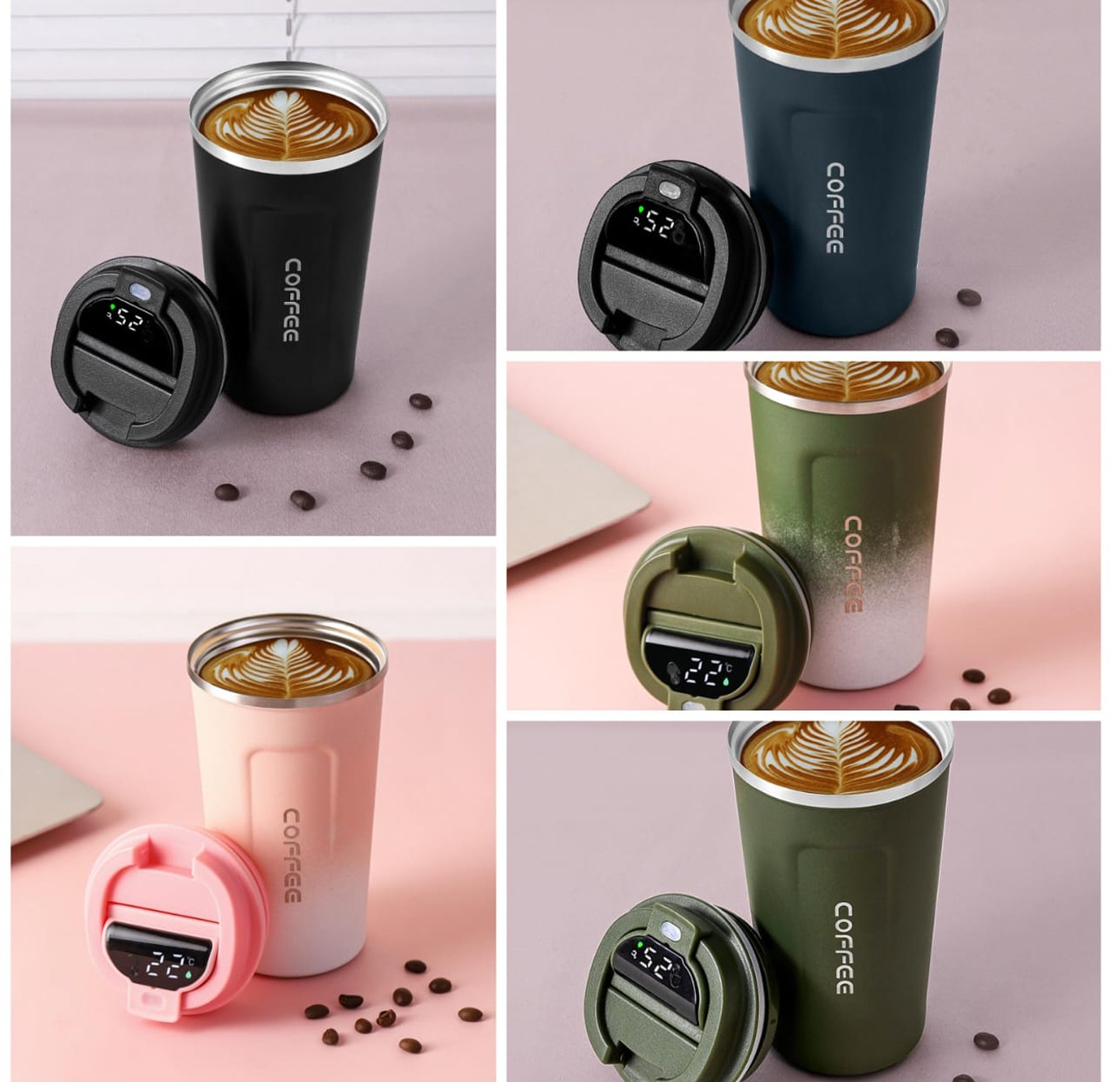 510ml Smart lid Thermos Coffee Mug Stainless Steel  image