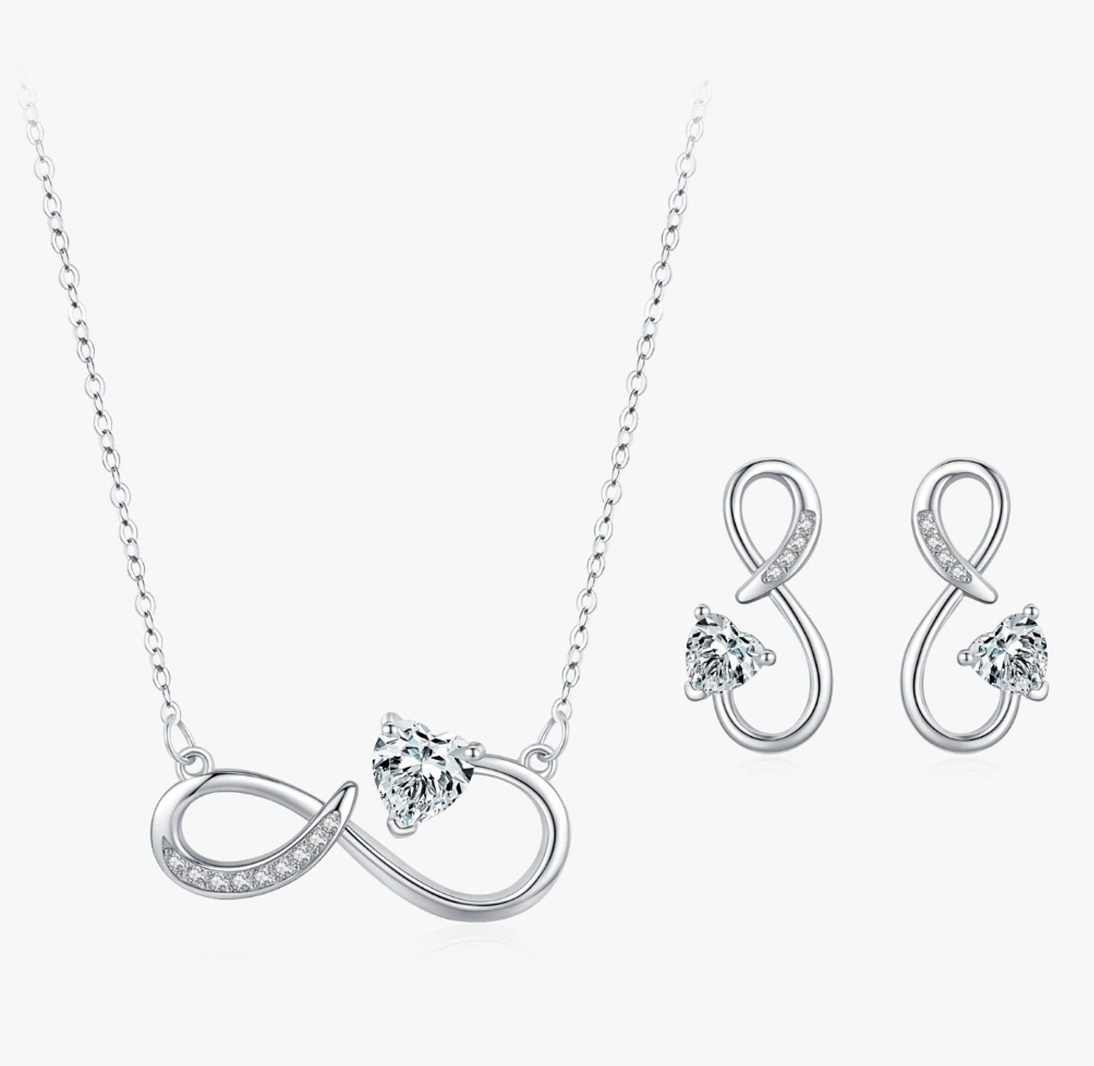 Sterling silver infinity set - infinity earrings, infinity necklace  image