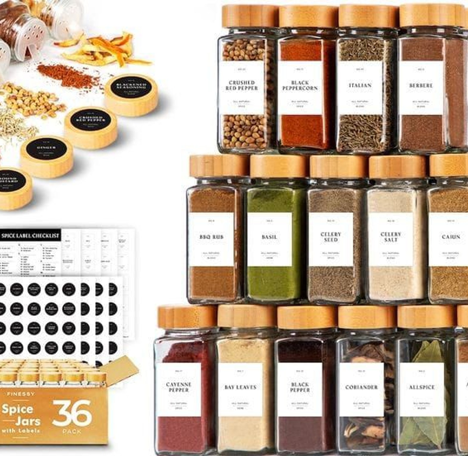 29pcs set glass storage spice jars with bamboo lid image