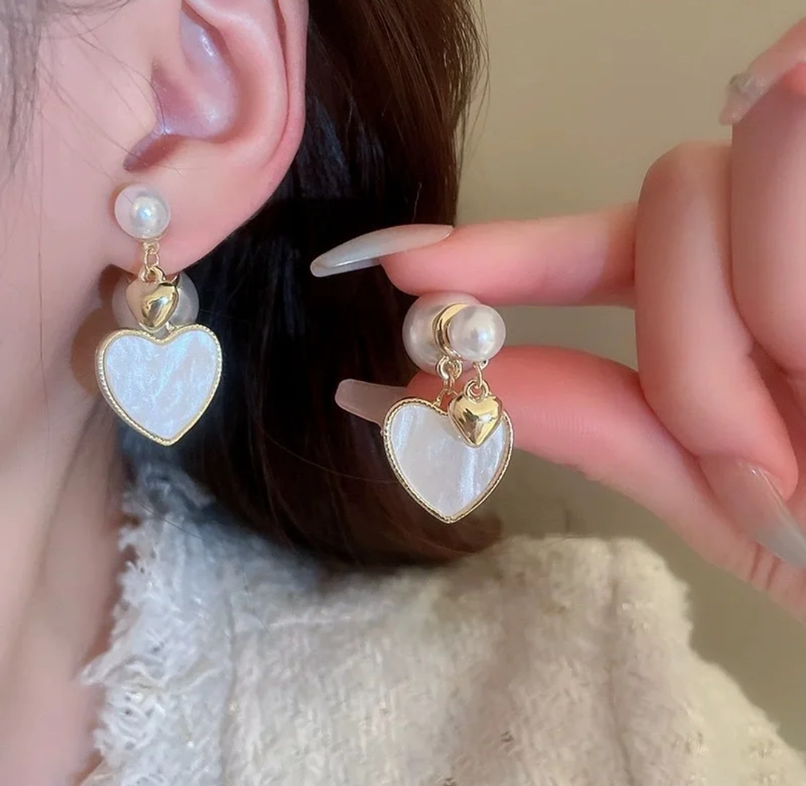 Love pearl reversible earrings  image