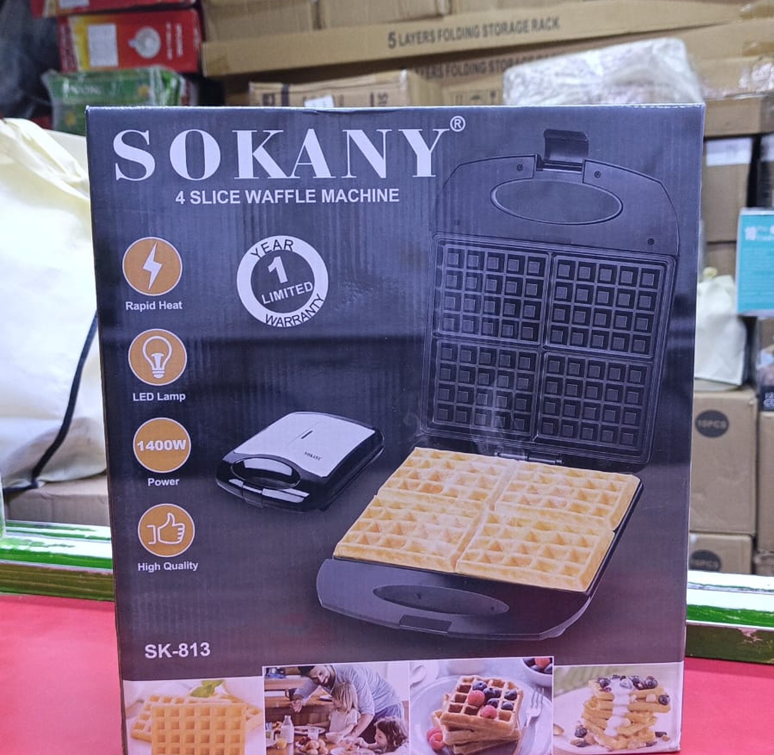 Sokany 4 Slice Waffle Machine image