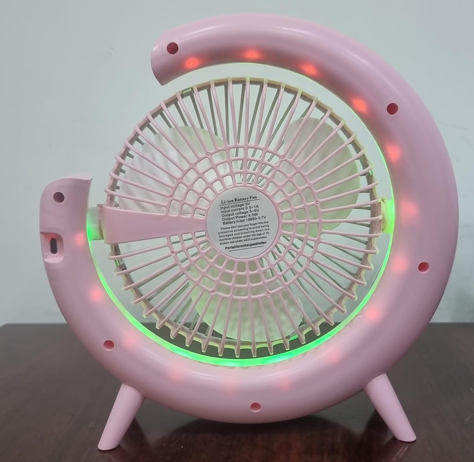 Rechargeable Portable Mini Fan With Led Night Light Table Desk image