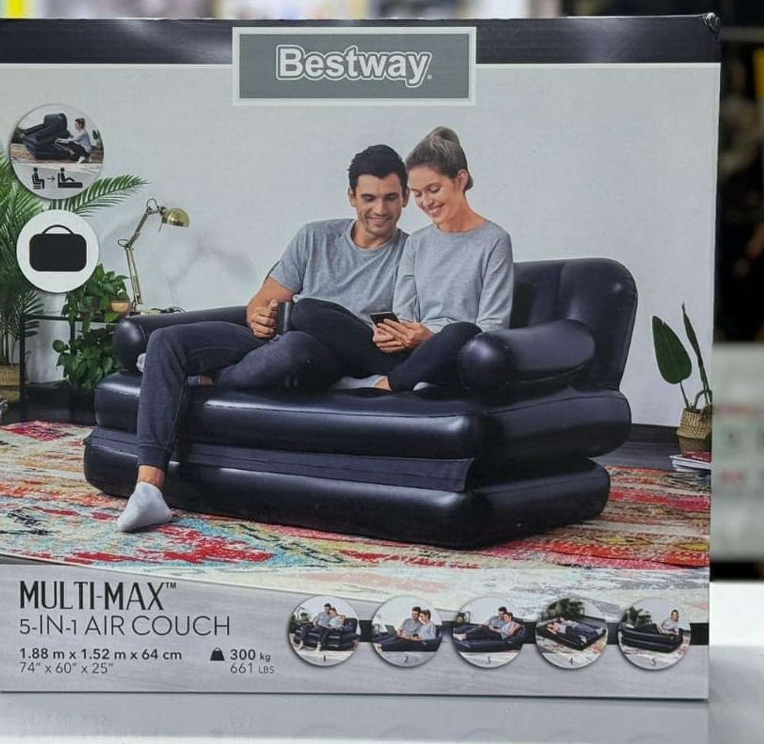 Bestway 5-in-1 Inflatable Pull-Out Sofa – 2-Seater Convertible Air Couch image