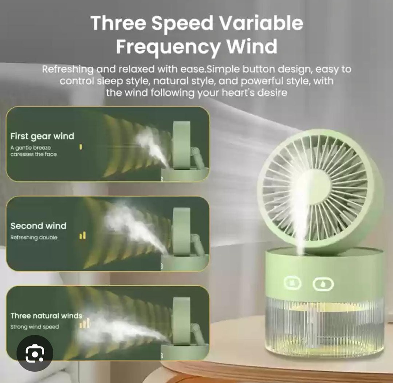 3 Speed Rechargeable Portable Fan With 350ml Humidifier image