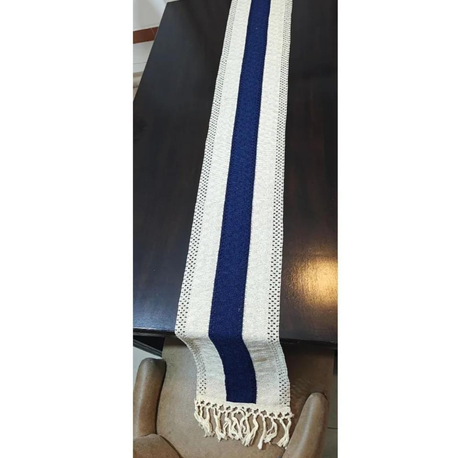 Boho woven table runner/bed runner with tassels (30×240 cm) image