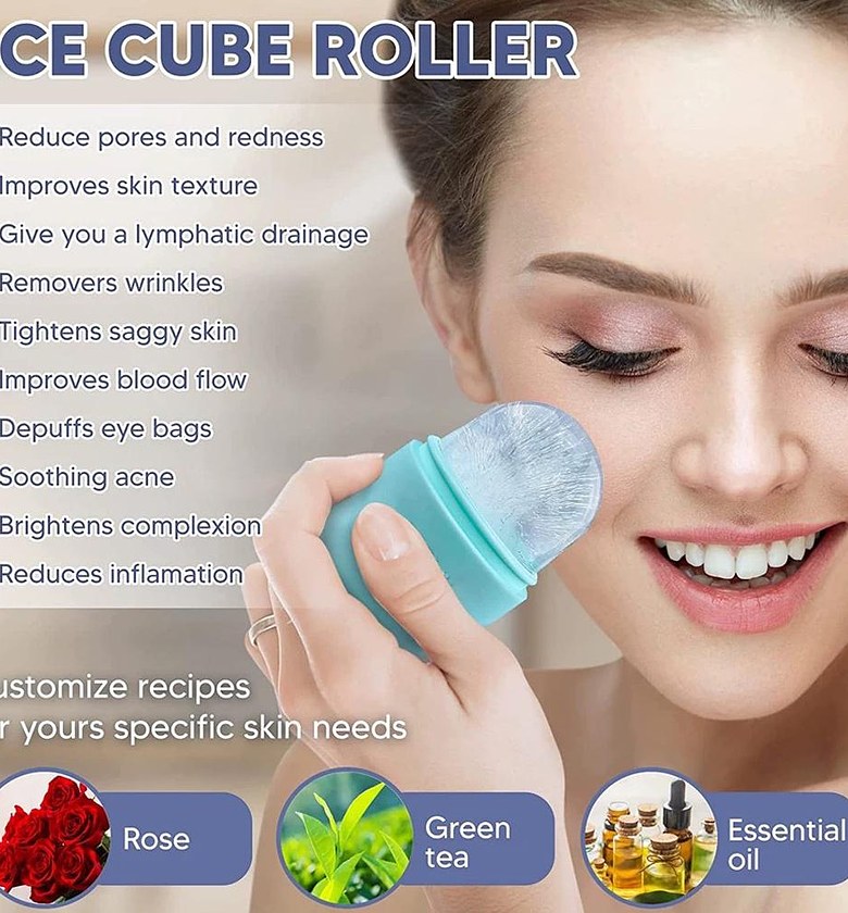 GlowUp Silicone Ice Cube Roller for Face Skincare, Pore Shrinking & Lymphatic Drainage Facial Massager Tool image