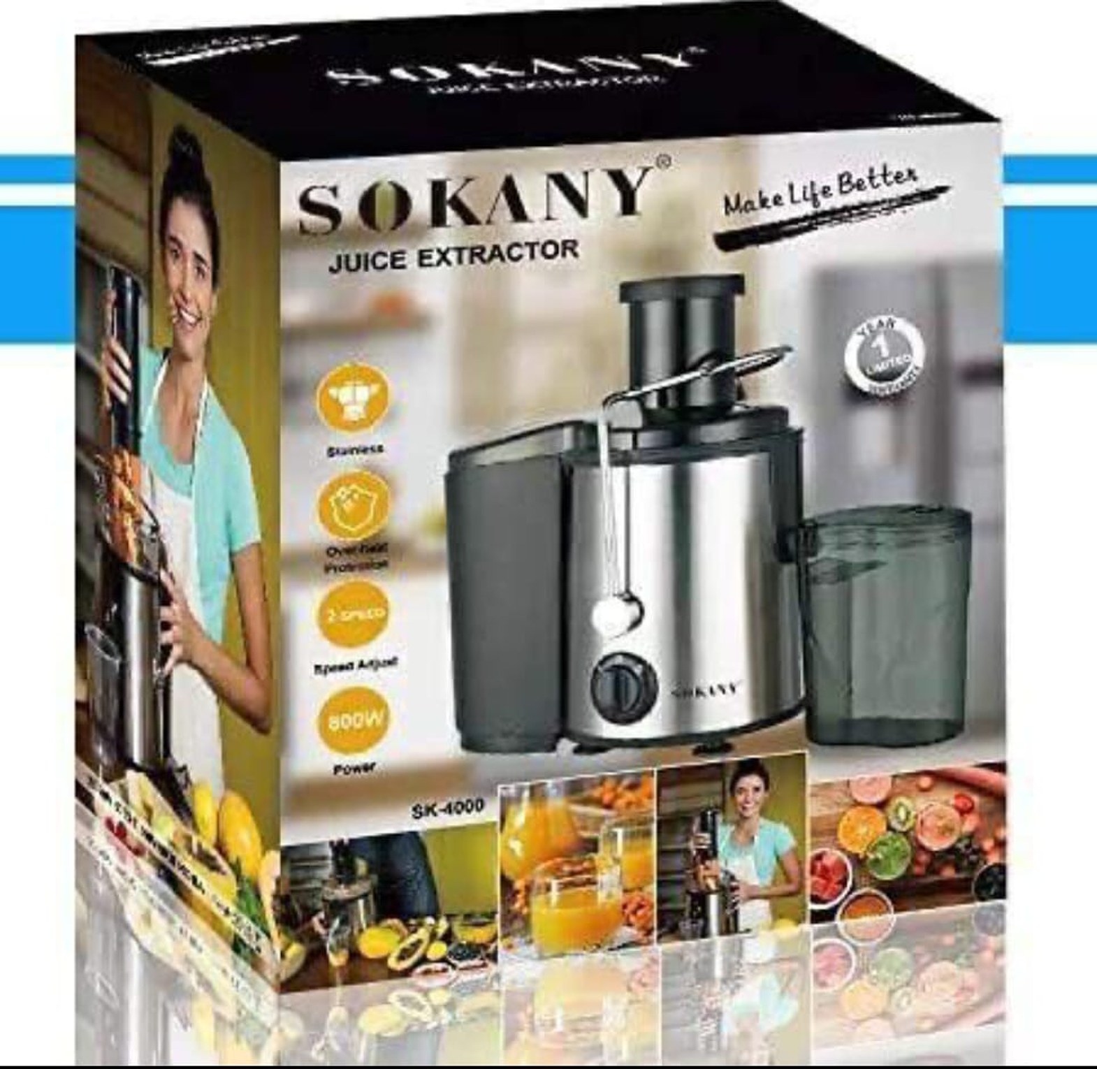 Sokany Quality 800 Watts Juicer Making machine whole fruit and vegetable Juice Extractor image