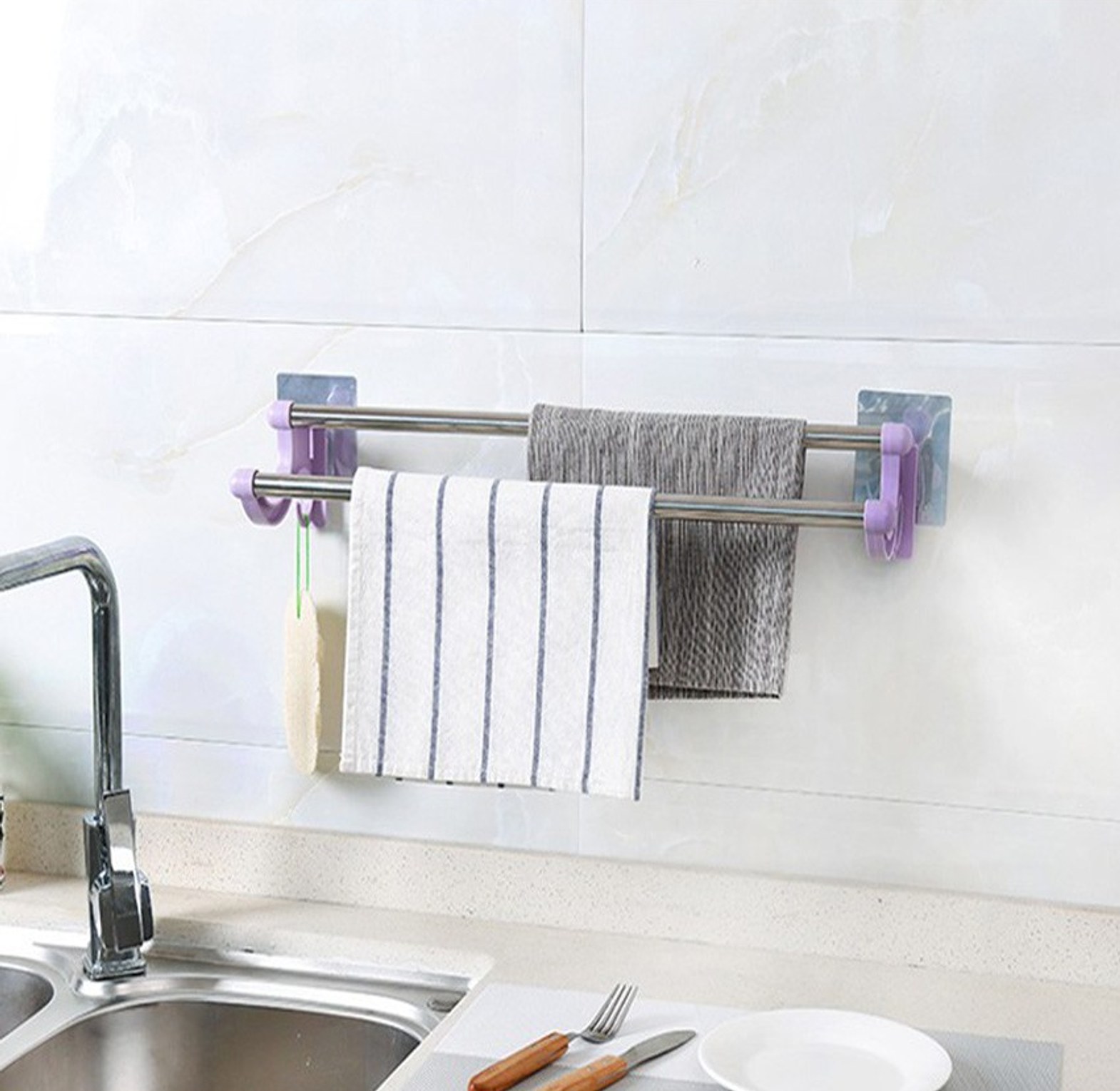 Double Rod Towel Holder, Double Bar Towel Rack image