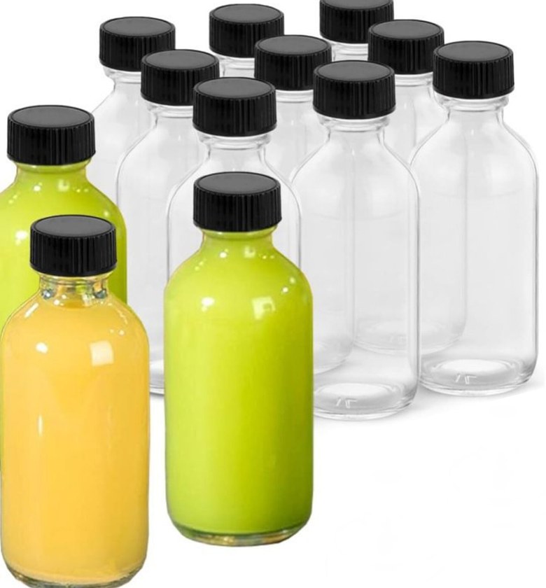 60ml Clear Glass Ginger Shot Bottles (Set of 5) - Leak-Proof Black Caps for Turmeric & Health Shots image