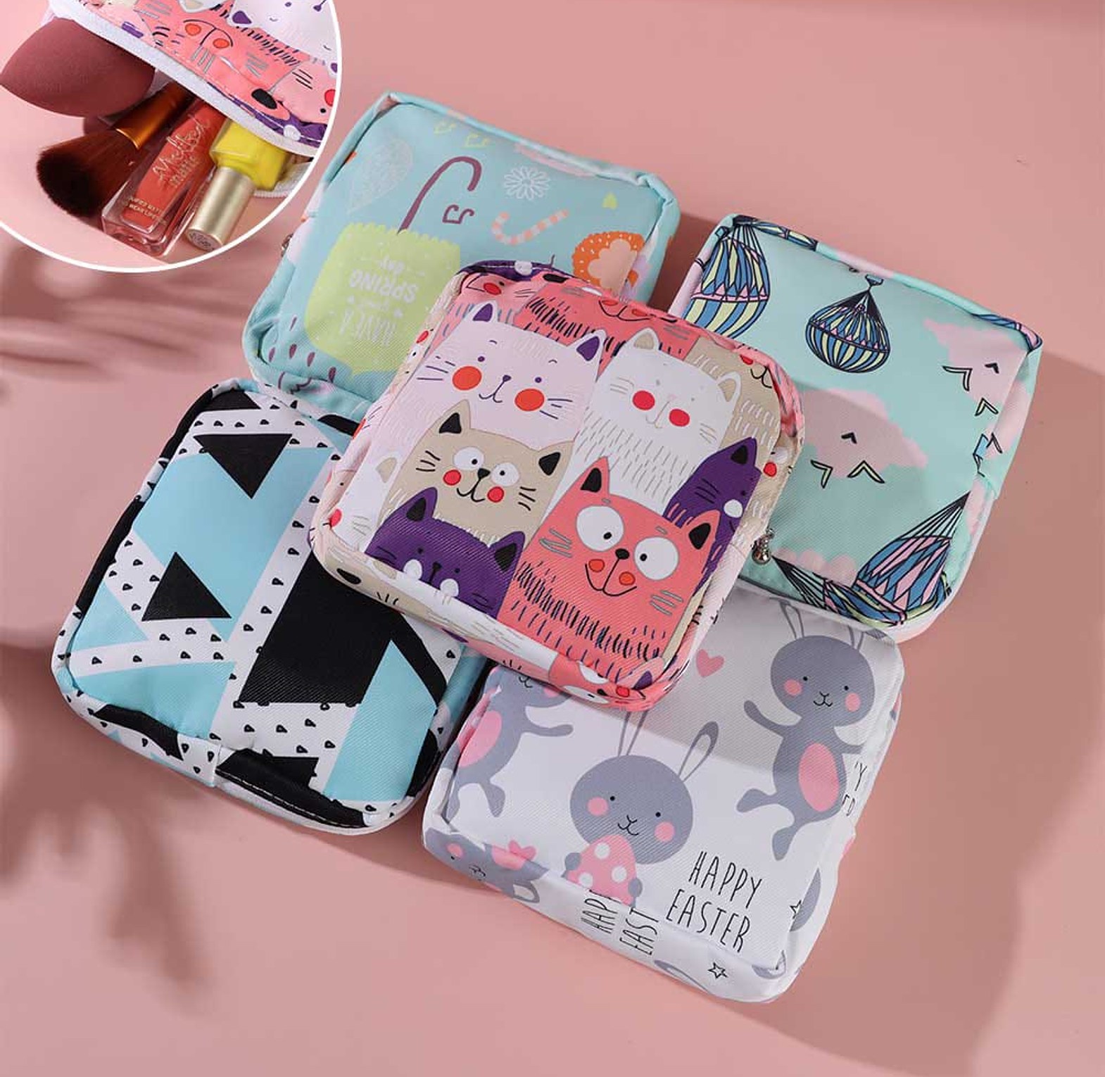 Cute Women Sanitary Napkin Pad Cotton Bag image