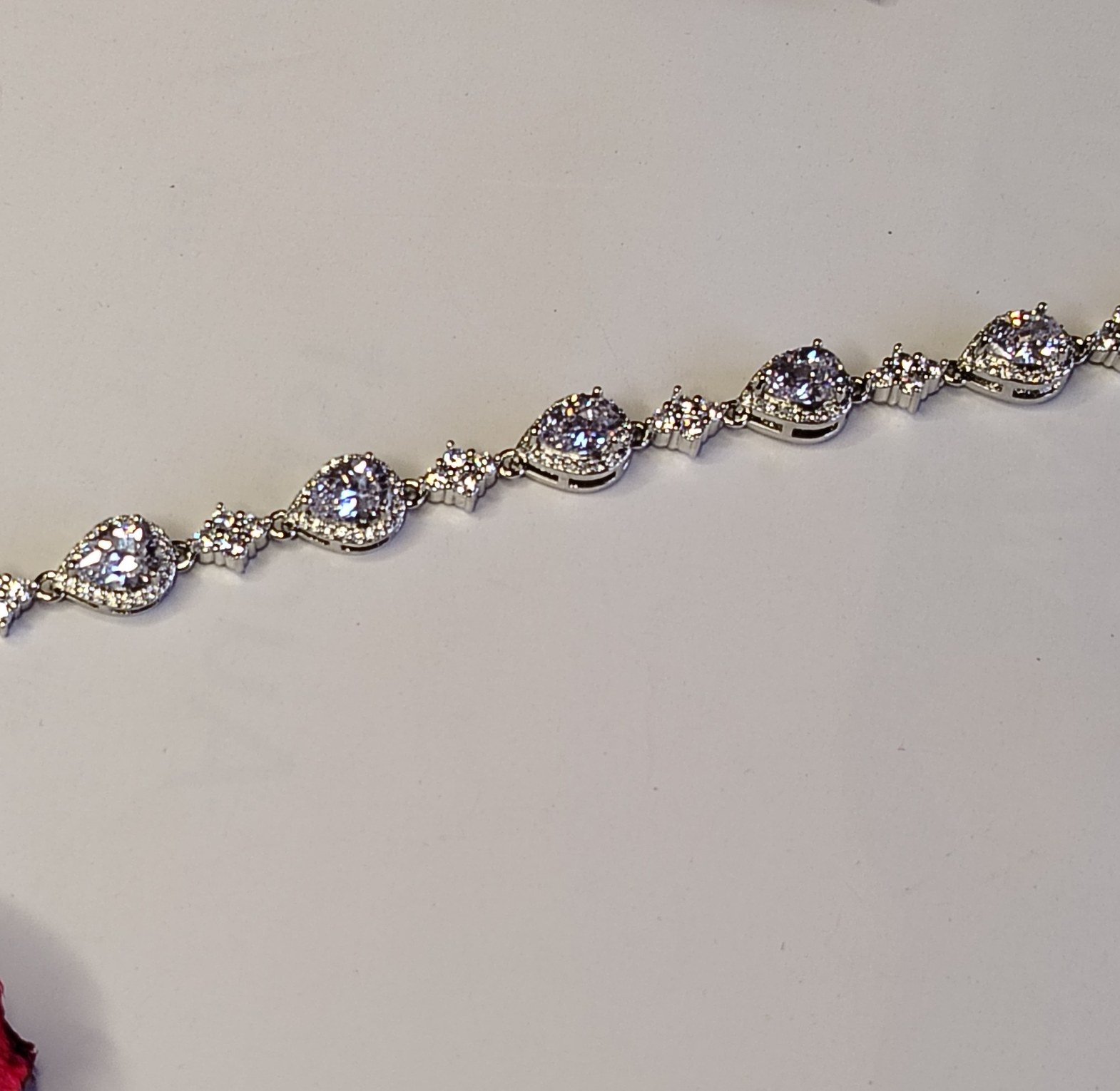 Geometric Water Drop Cubic Zirconia Hypoallergenic Gift/Bridal Bracelet image