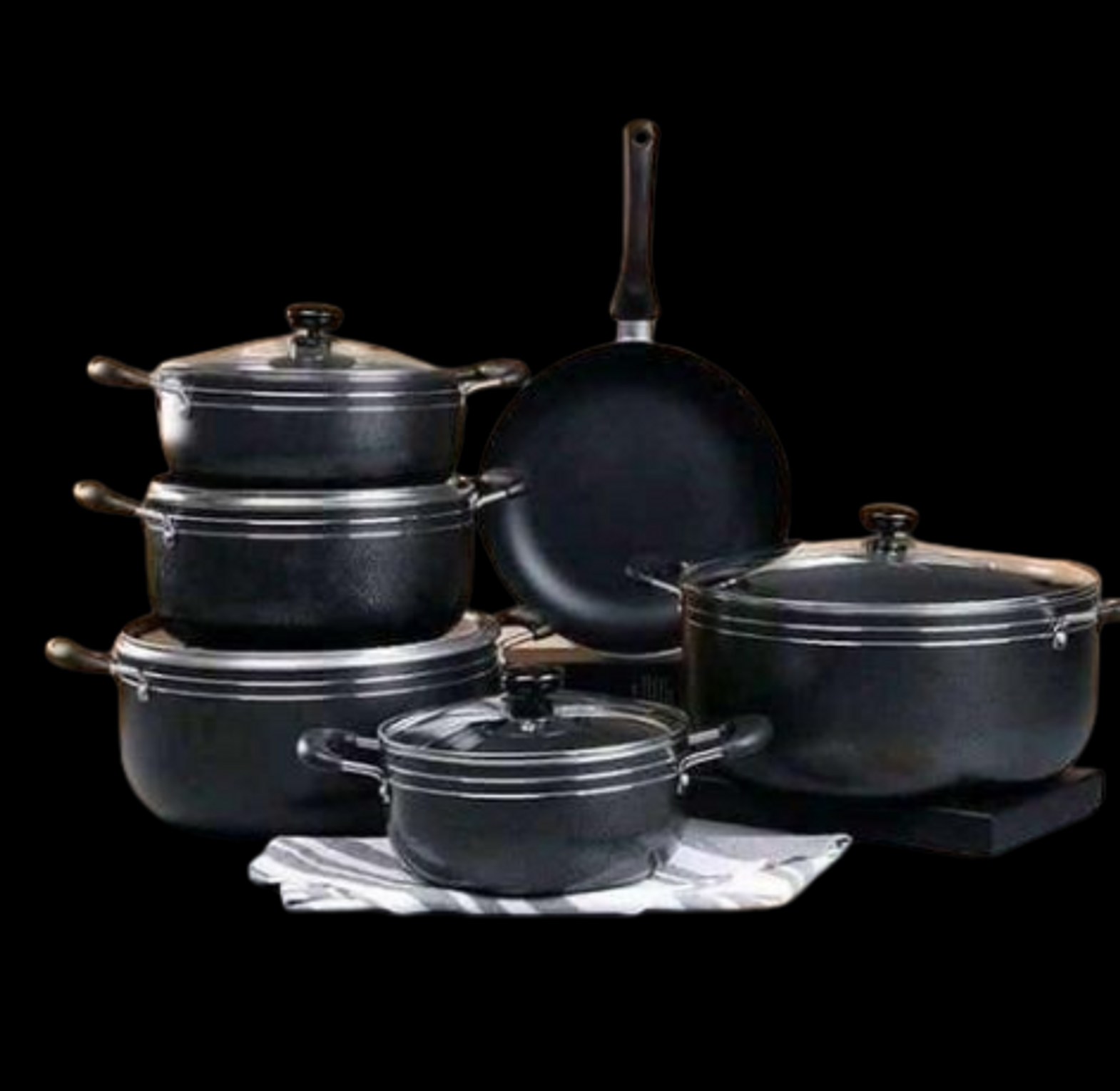 Cookware Set. TC 14 Pieces Nonstick Cookware Heavy Duty Sufuria With glass Lids, pan image