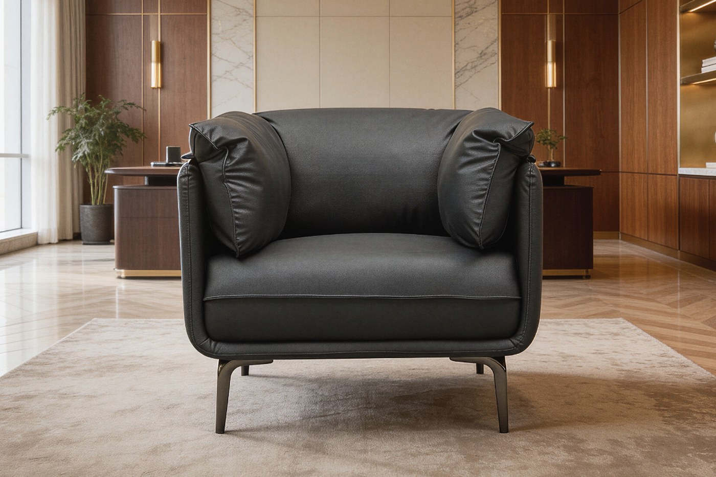 PORTLAND Single Seater Leatherette Sofa image 1