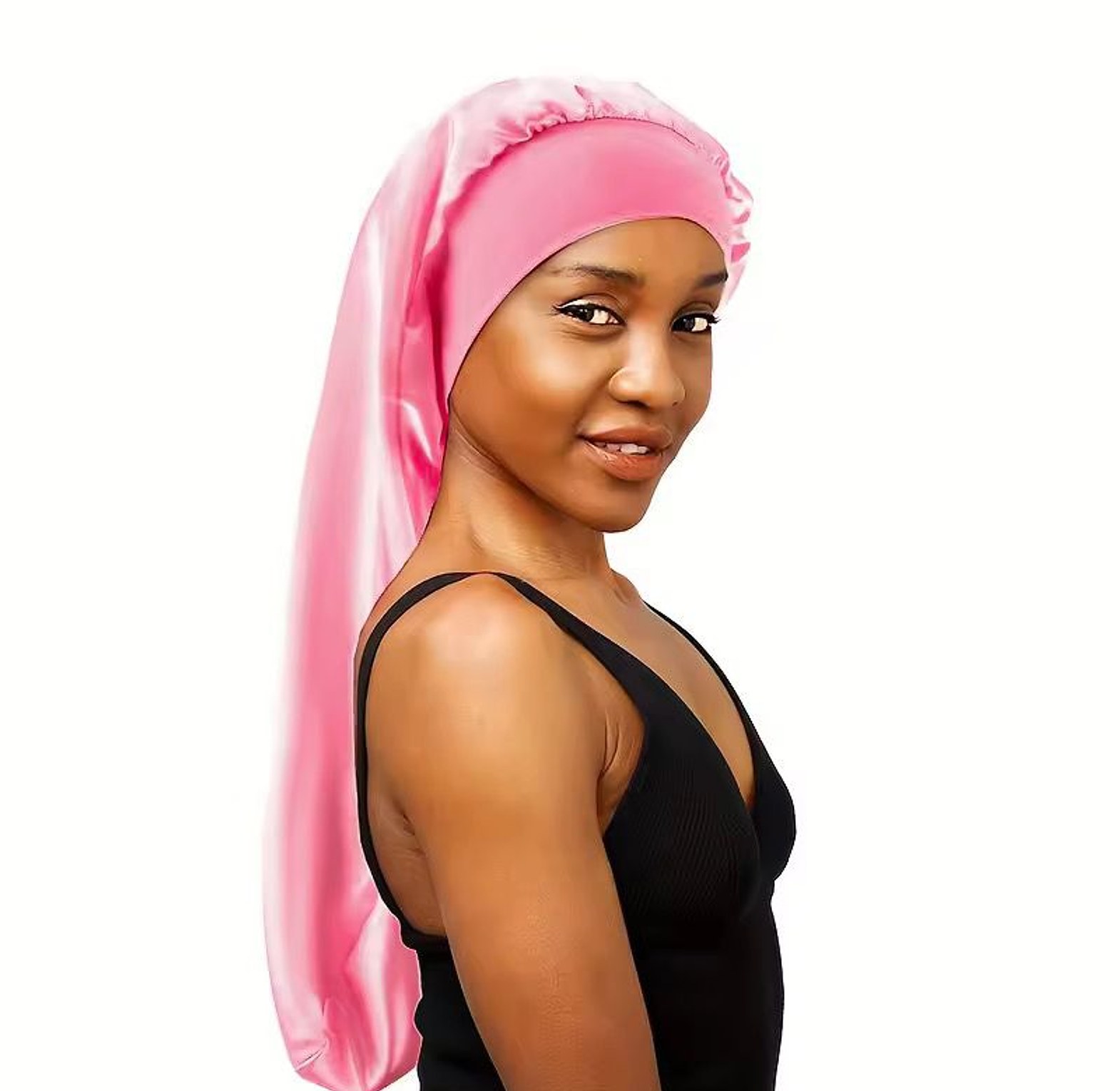 Premium Long Satin Bonnet for Braids Locs and Weaves - Anti-Frizz Silk Sleeping Night Cap image