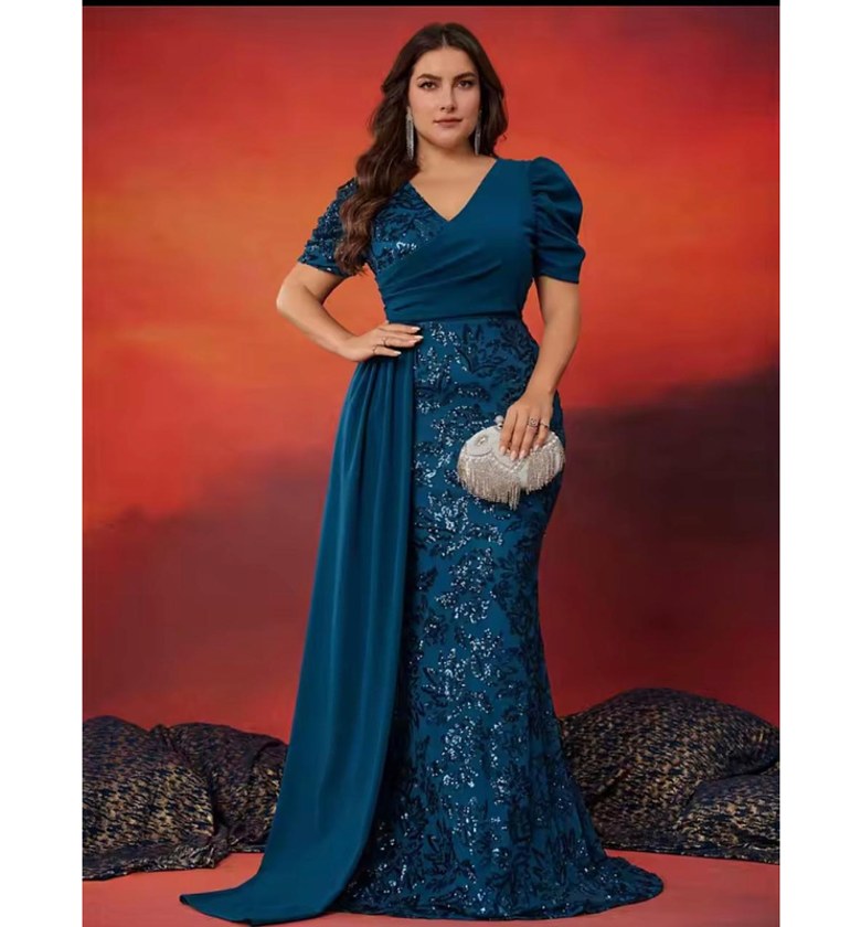 Gilded Elegance Sequin Overlay Gown image