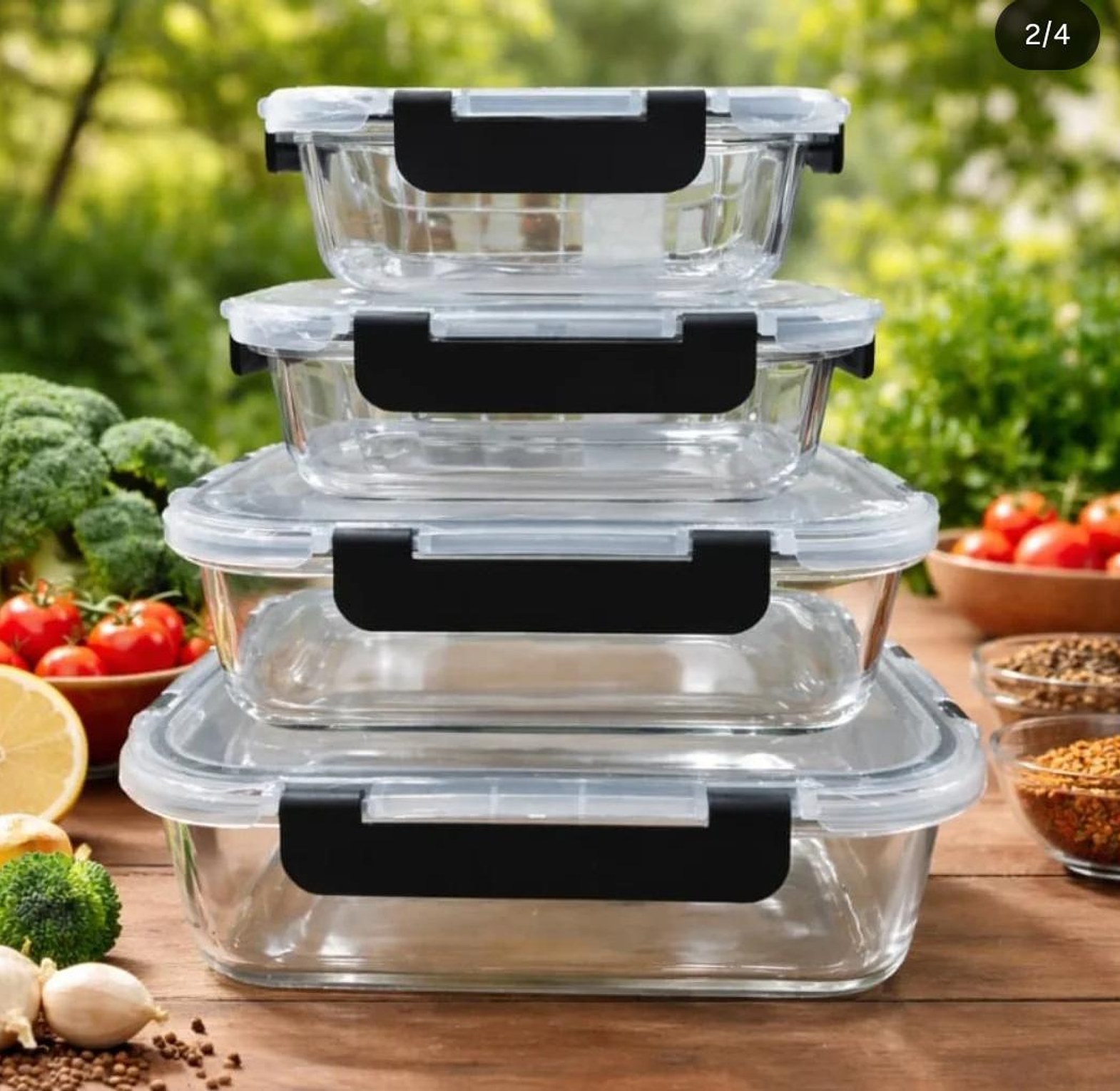 4 pcs glass food container set image
