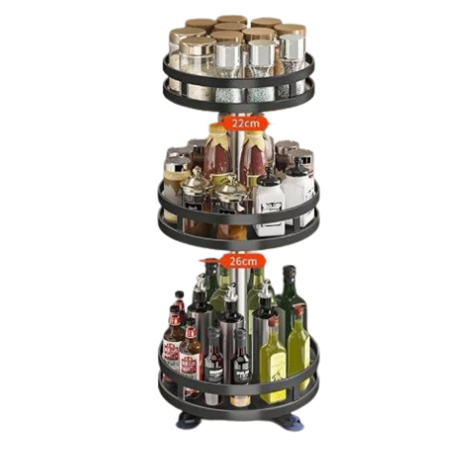Rotating spice rack or seasoning organizer.  image