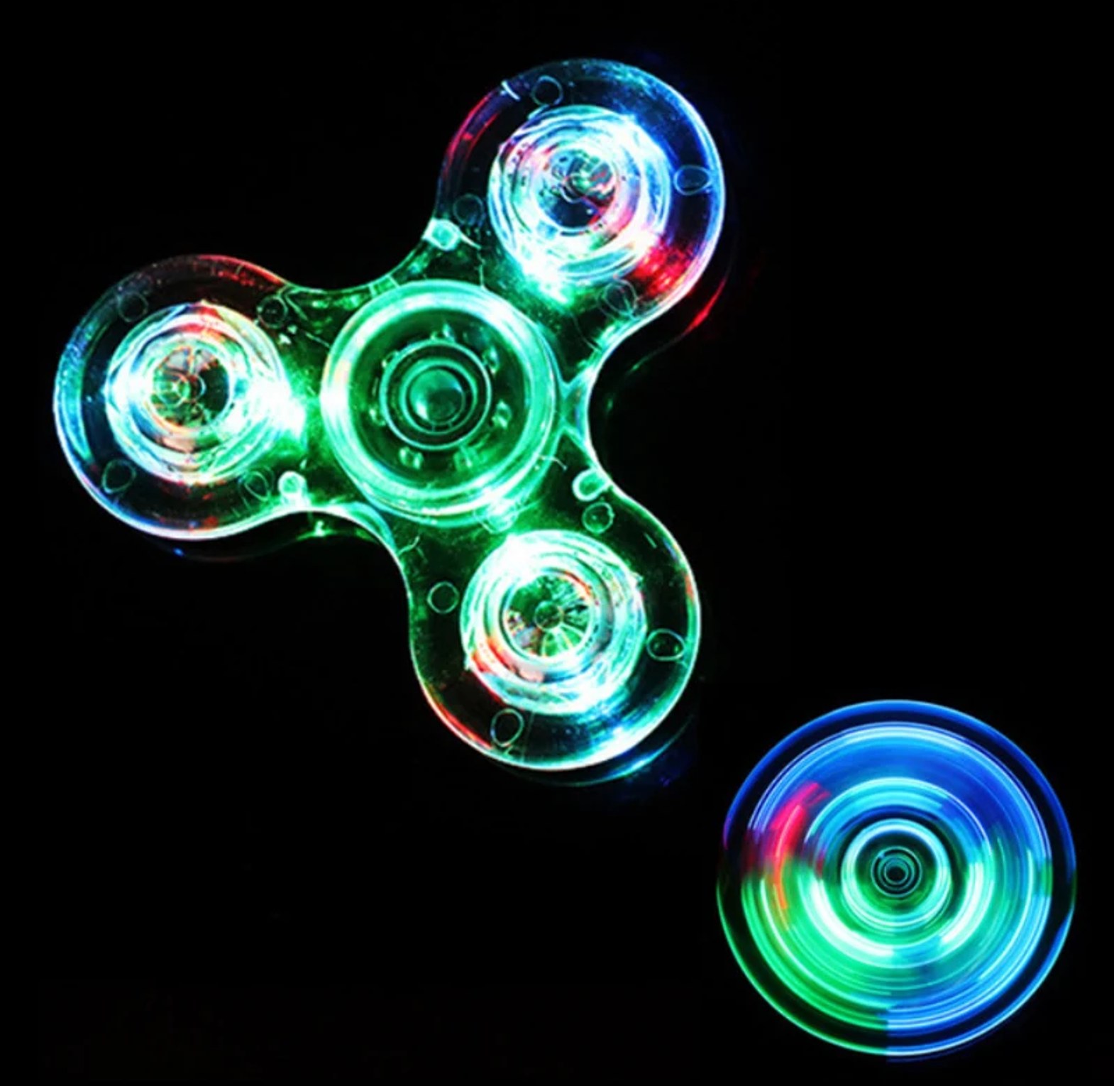 LED Light Up Fidget Spinner Glowing Stress Relief Hand Toy for Kids & Adults - Multicolored High-Speed Glow Spinner Toy image