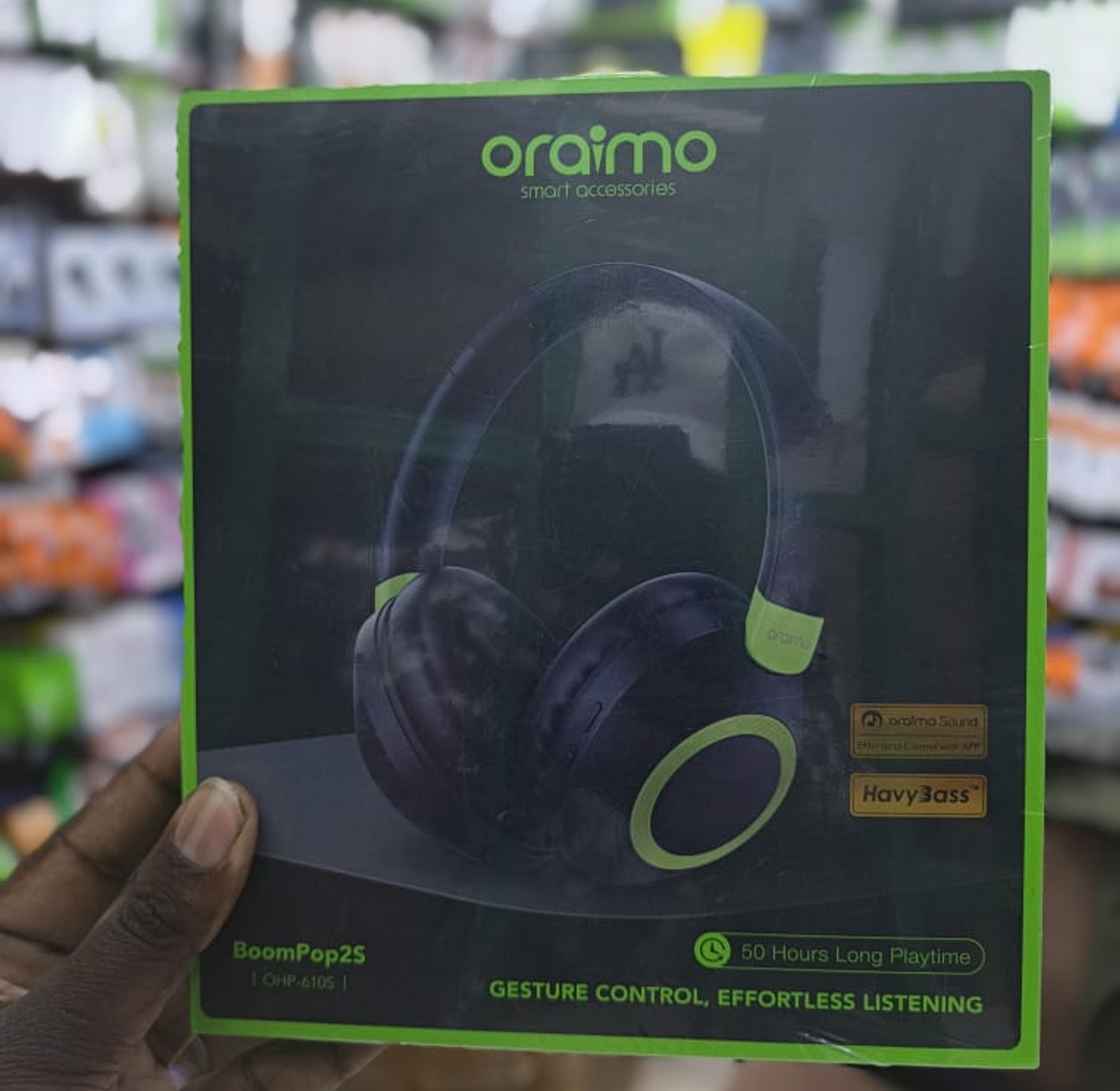 Headphones. Oraimo BoomPop 2S ENC Over-Ear Wireless Headphones image