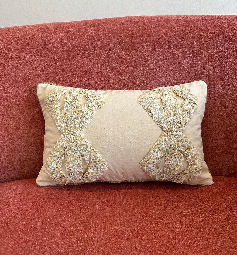 Luxe boho tufted cushion cover in beige image