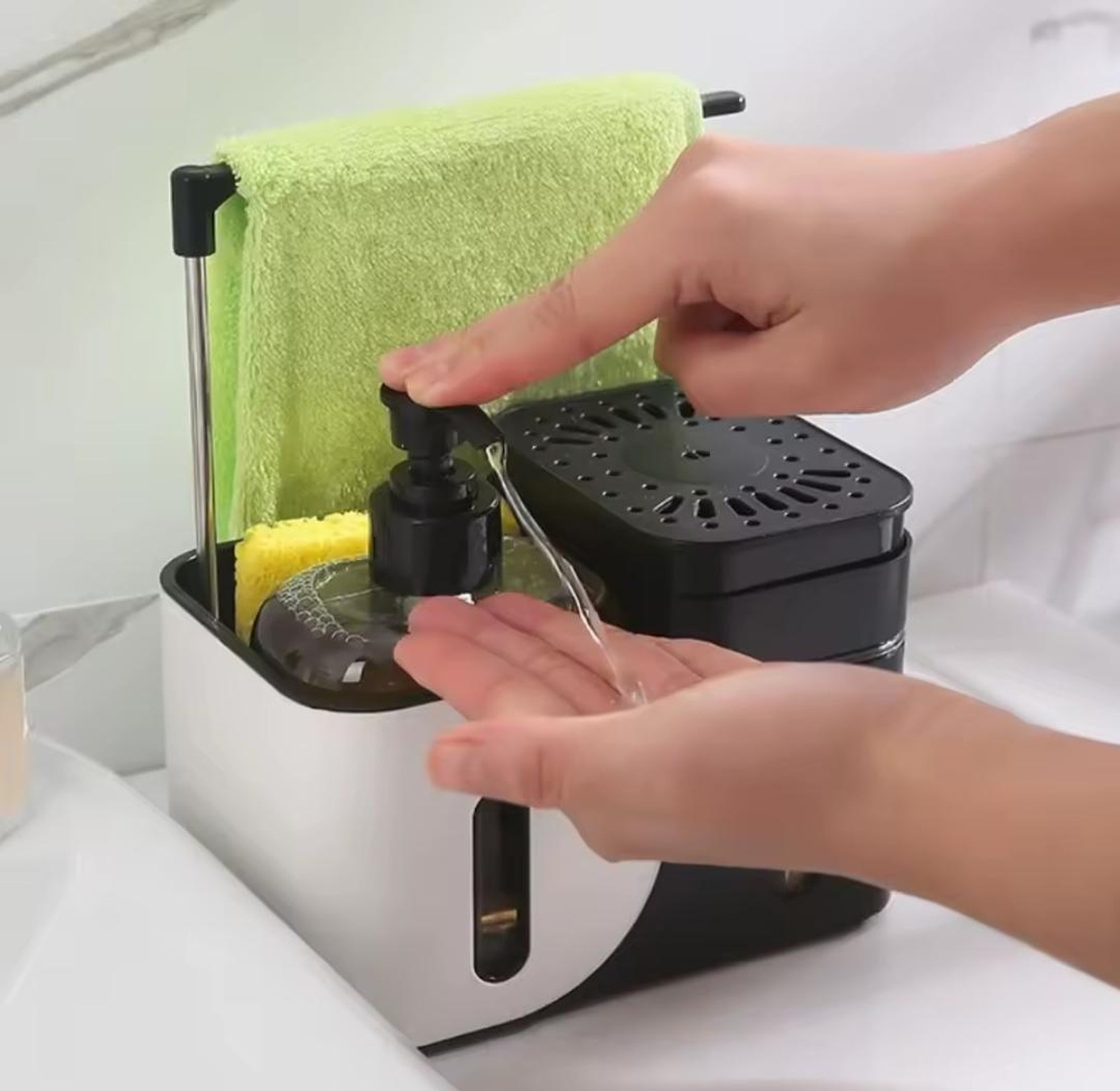 Hand & Dish Soap Dispenser Set with Sponge image