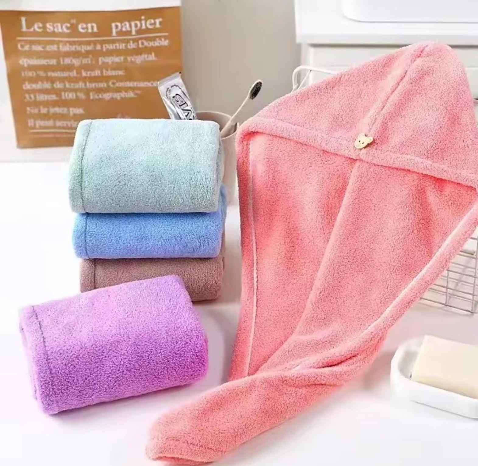 Microfiber hair towel image