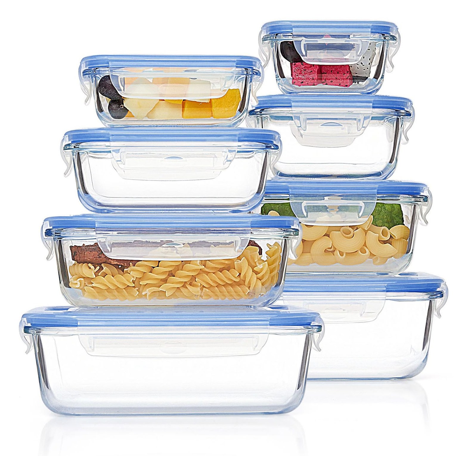 8-Piece Glass Food Storage Containers Set - Airtight Microwave Safe Lunch Box Organizers for Home & Office  image