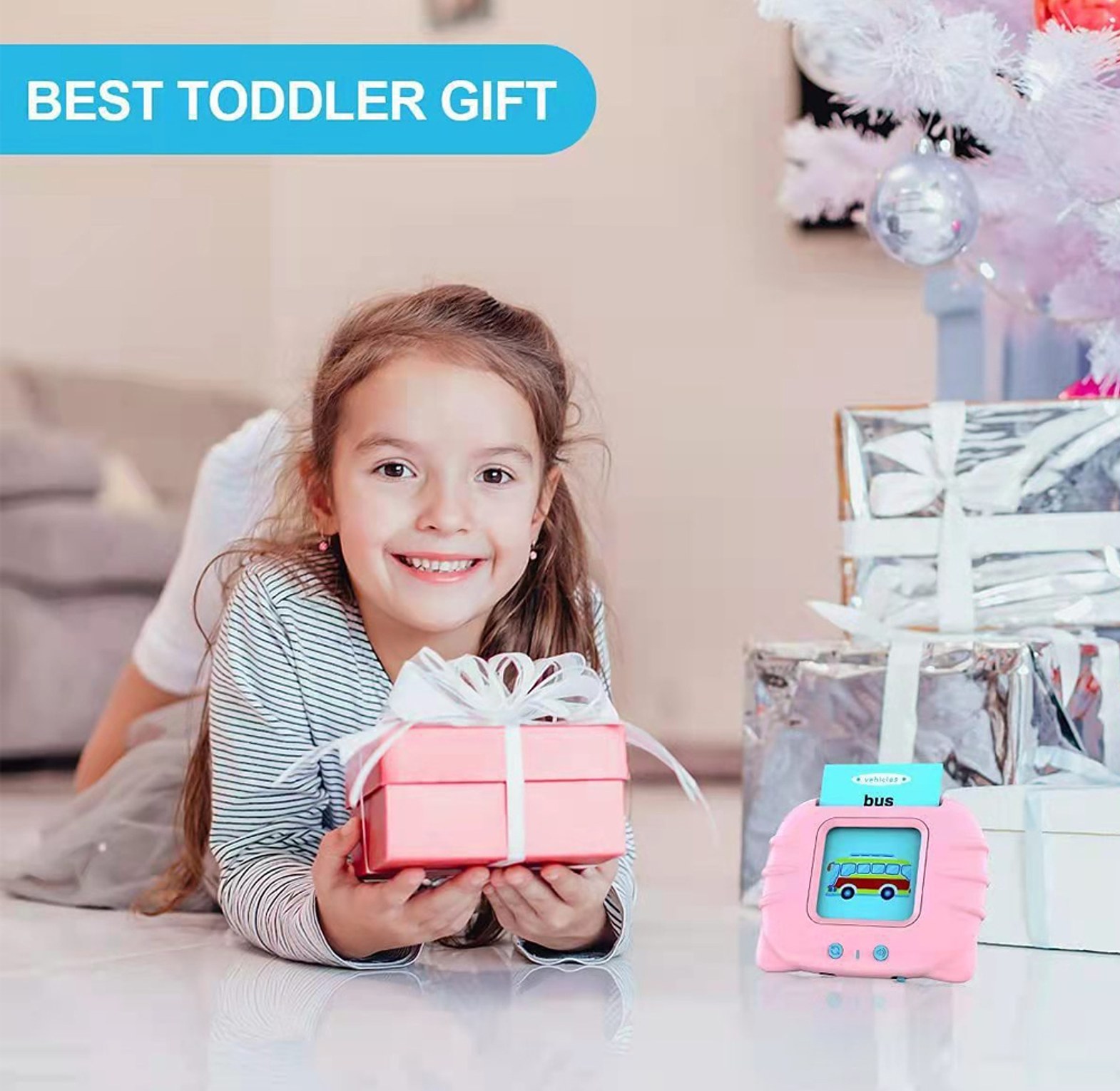 Talking Flash Cards Educational Toy for Toddlers (224 Words) - USB Rechargeable Montessori Learning Device for Kids image