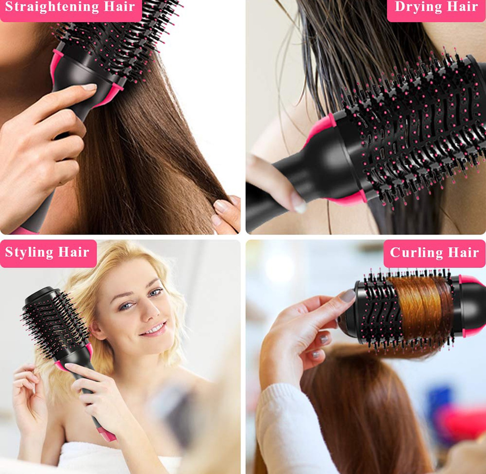 4 in 1 Hot Air Brush, Hair Curler, Straightener, Dryer, Brush image