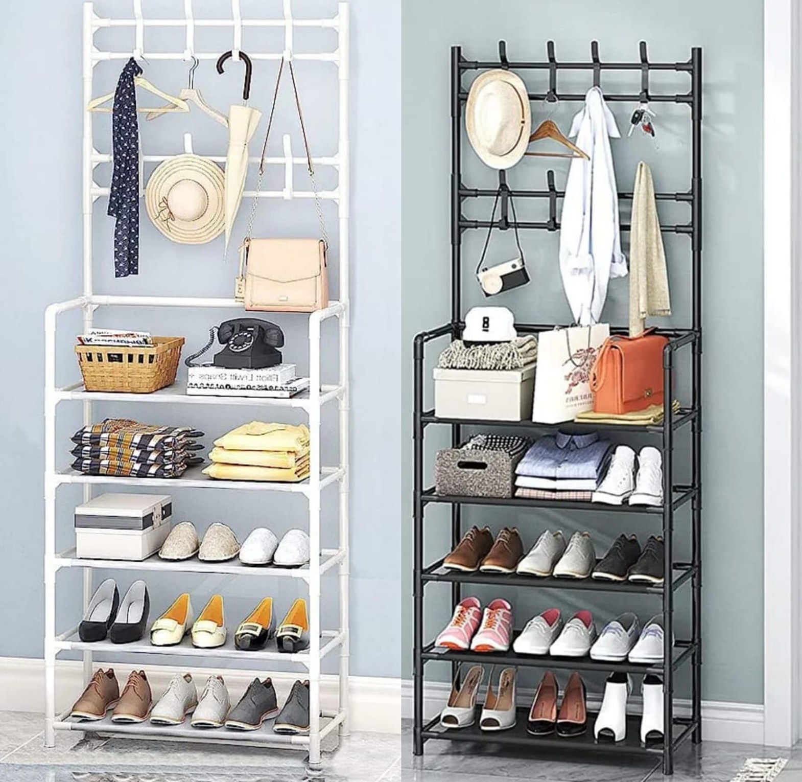5 Layers Multi Functional Clothes Shoes Hat Rack Storage image