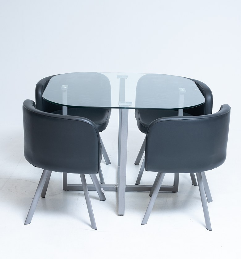 TABLE DINING GLASS + 4 CHAIRS image