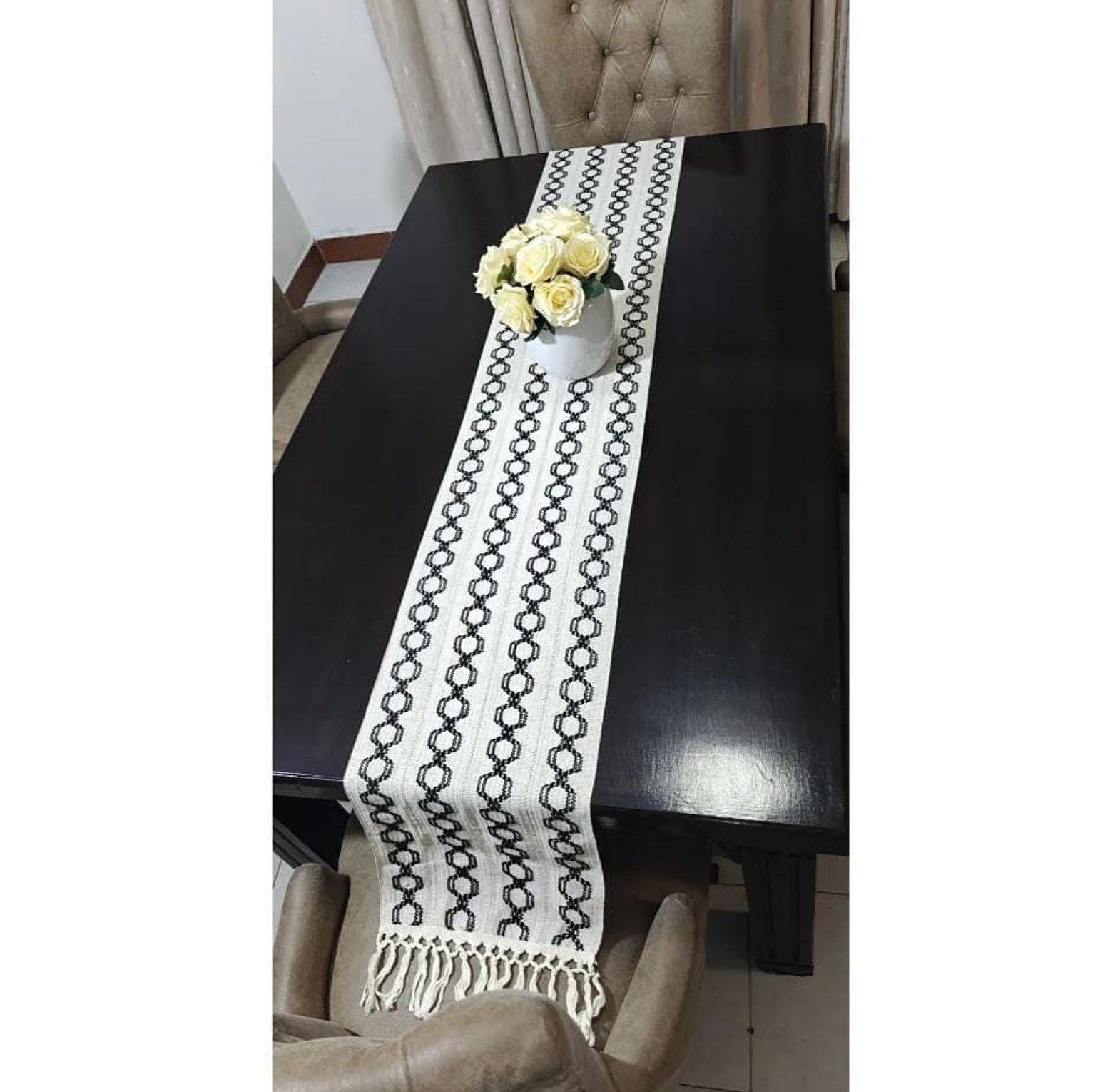 Boho Woven Table Runner with Tassels (35×240 cm) image