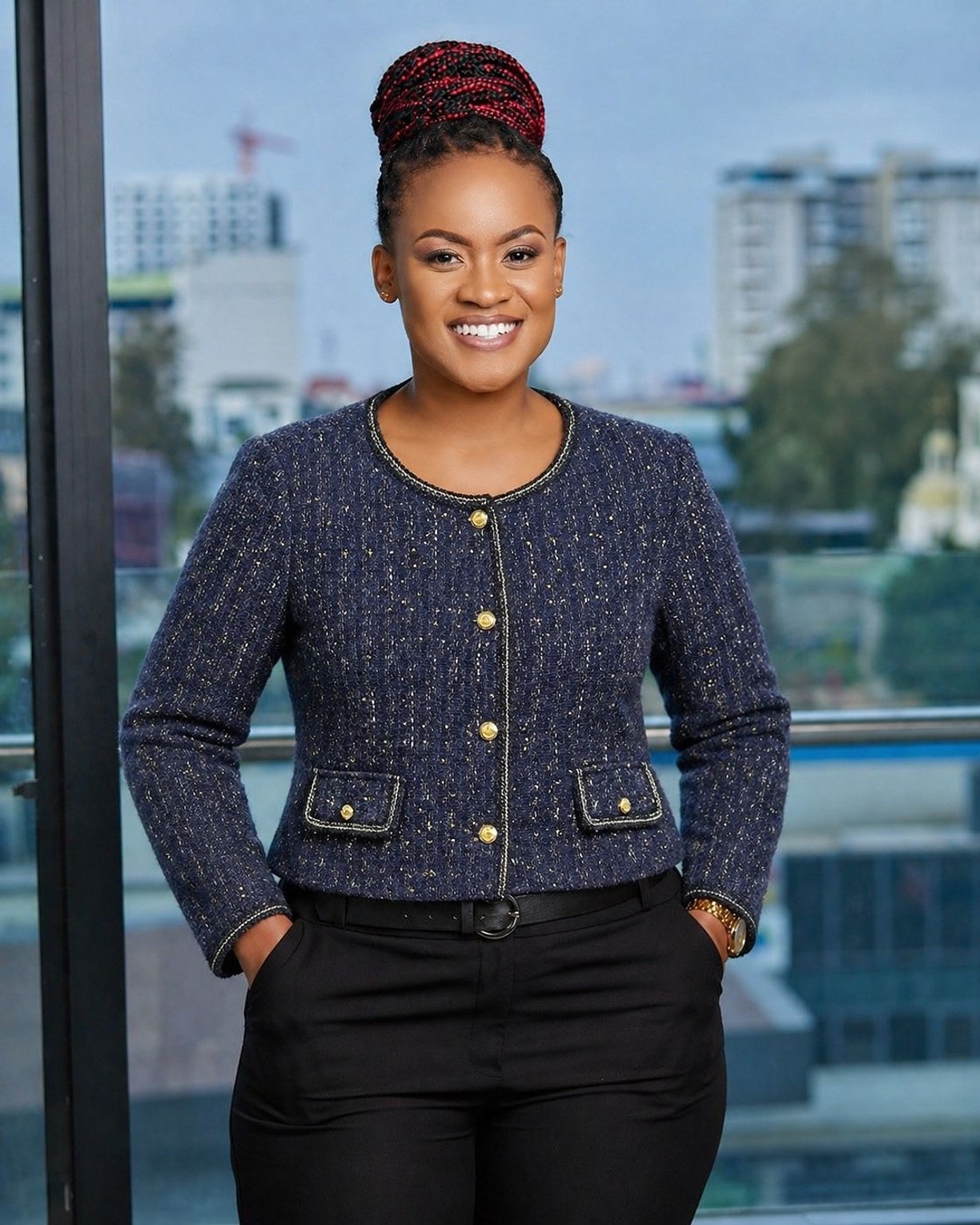 Premium Turkish Tweed Navy Blue Blazer image