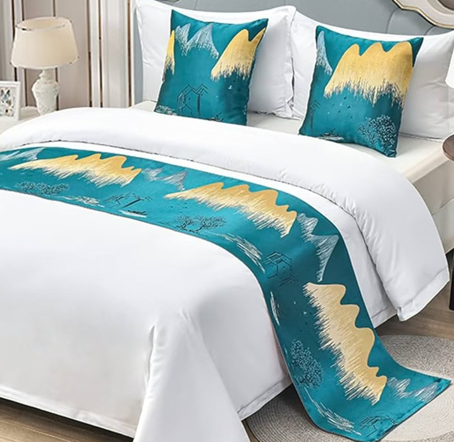 BED RUNNERS. Classy Bed Runners With 2 Pieces Of Matching Cushion Covers image