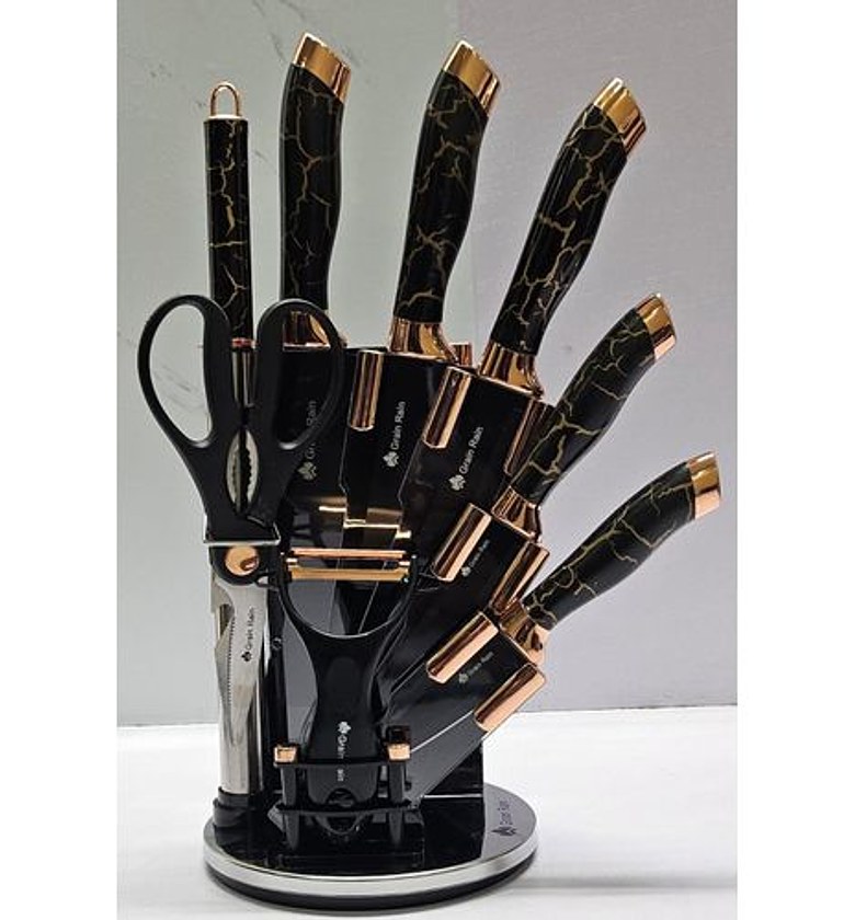 MARBLE BLACK CHEESE 9PC KNIFE SET, CERAMIC HANDLE image