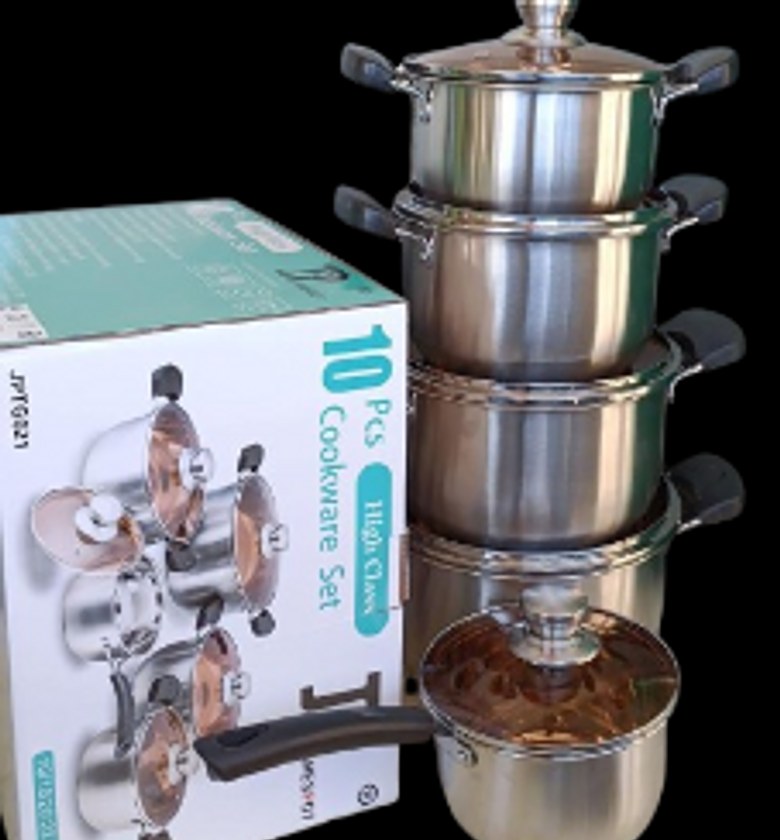 10 Pcs James Pot Stainless Steel Cookware Induction Compatible.  image