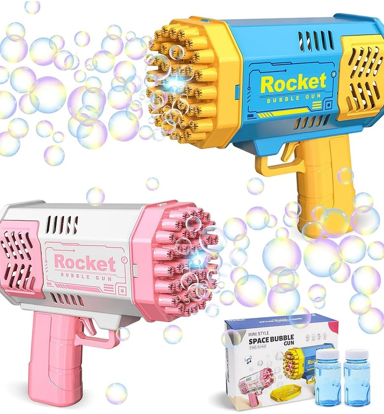 Bubble Guns. 40 Holes Bazooka Bubble Gun Machine Comes With A liquid For Refill image