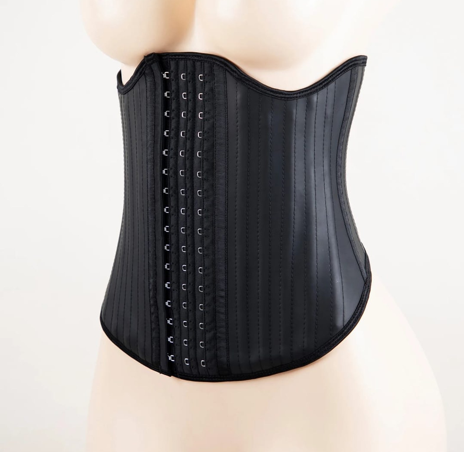 25 Steel-Boned Latex Waist Trainer – Black image