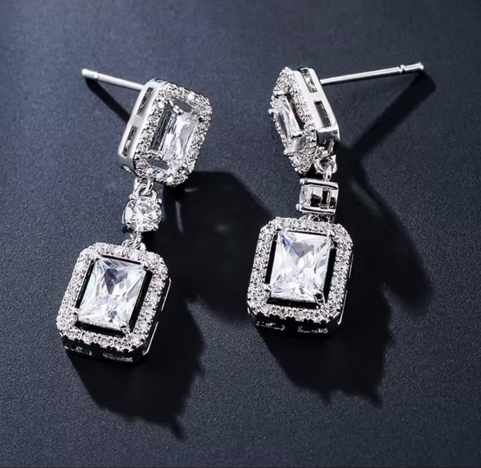 Deco Halo Emerald-Cut Drops image