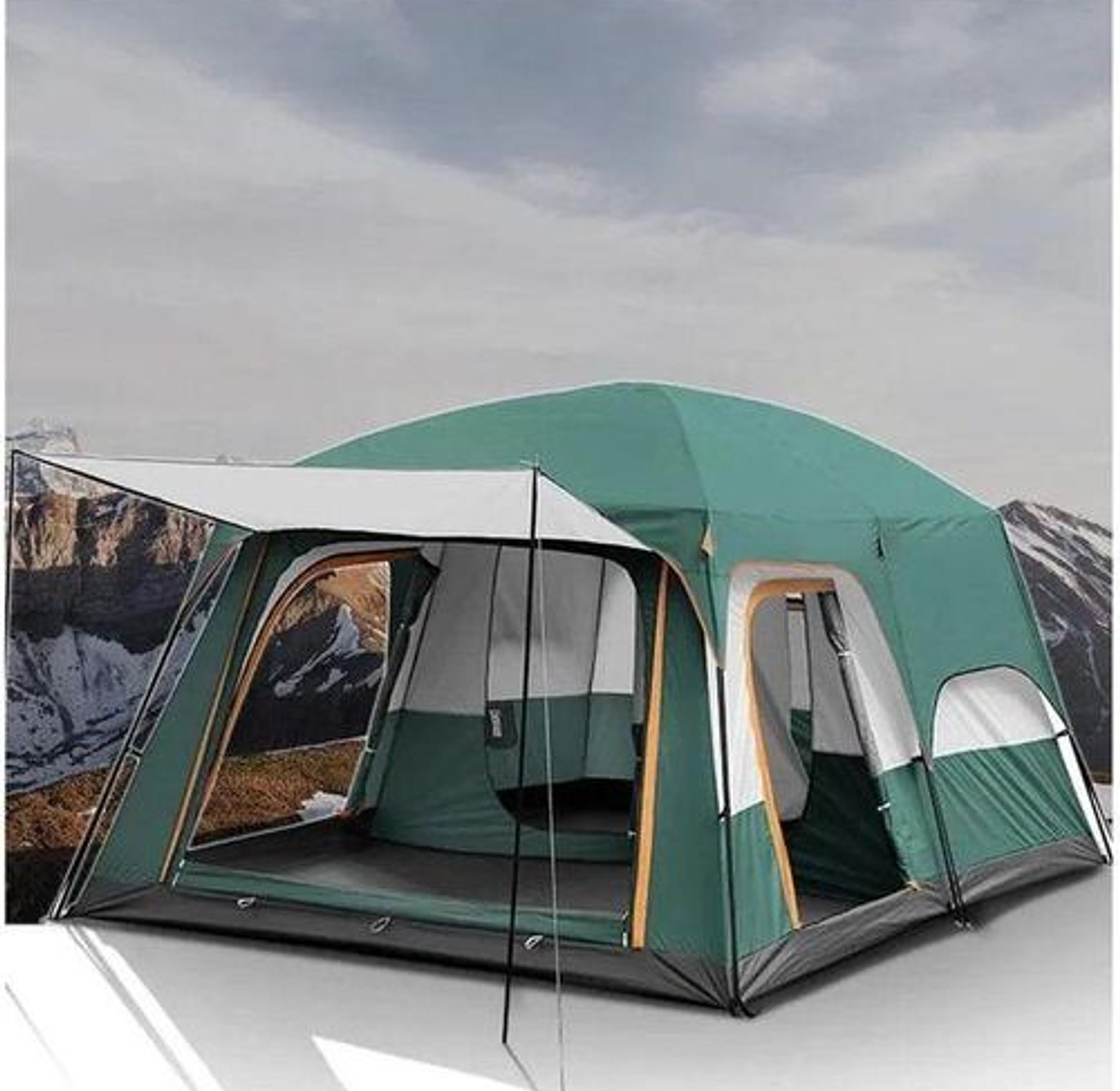 TENT. Huge Family Tent Canvas-Double Room - 10-15 Persons Size 430cm*305cm*200cm image