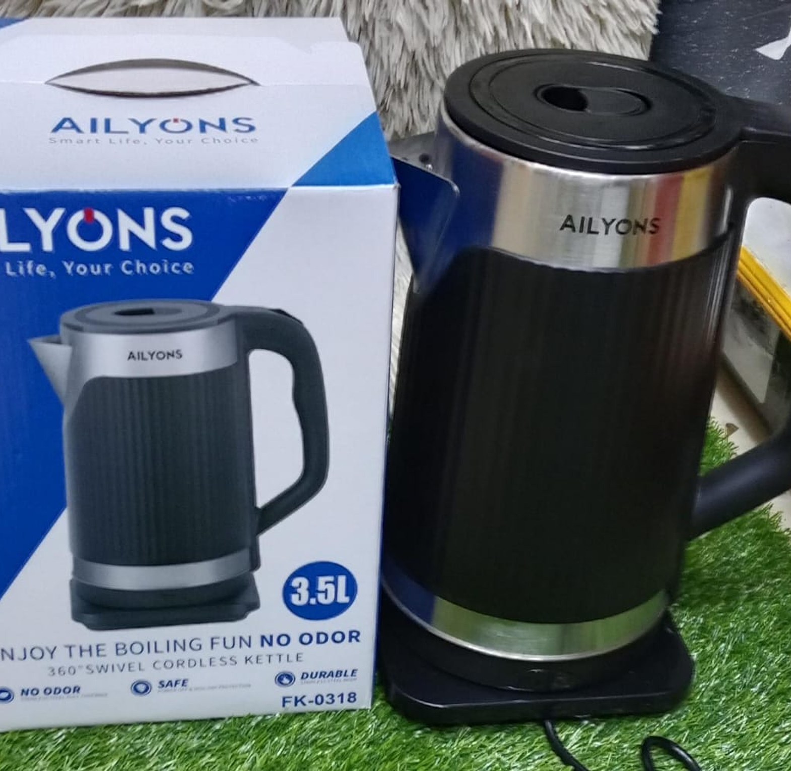 ELECTRIC KETTLE. High Quality Long Lasting AILYONS 3.5L Stainless Steel Electric Kettle-Ultra Plus Kettle. RECOMMEDED image