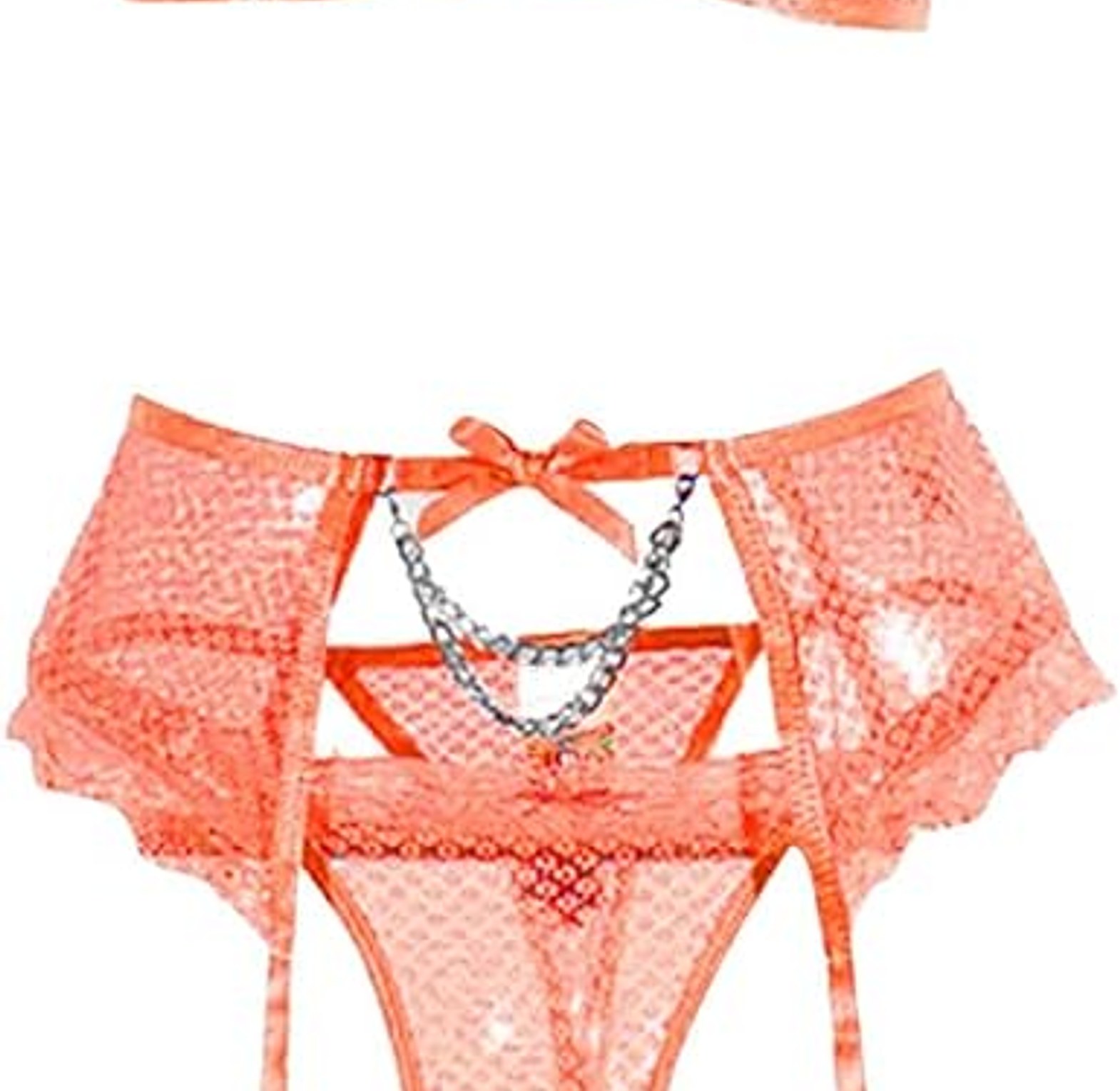 3-Piece Lace Bra Set Women Mesh Patchwork Chain Sexy Lingerie Set image